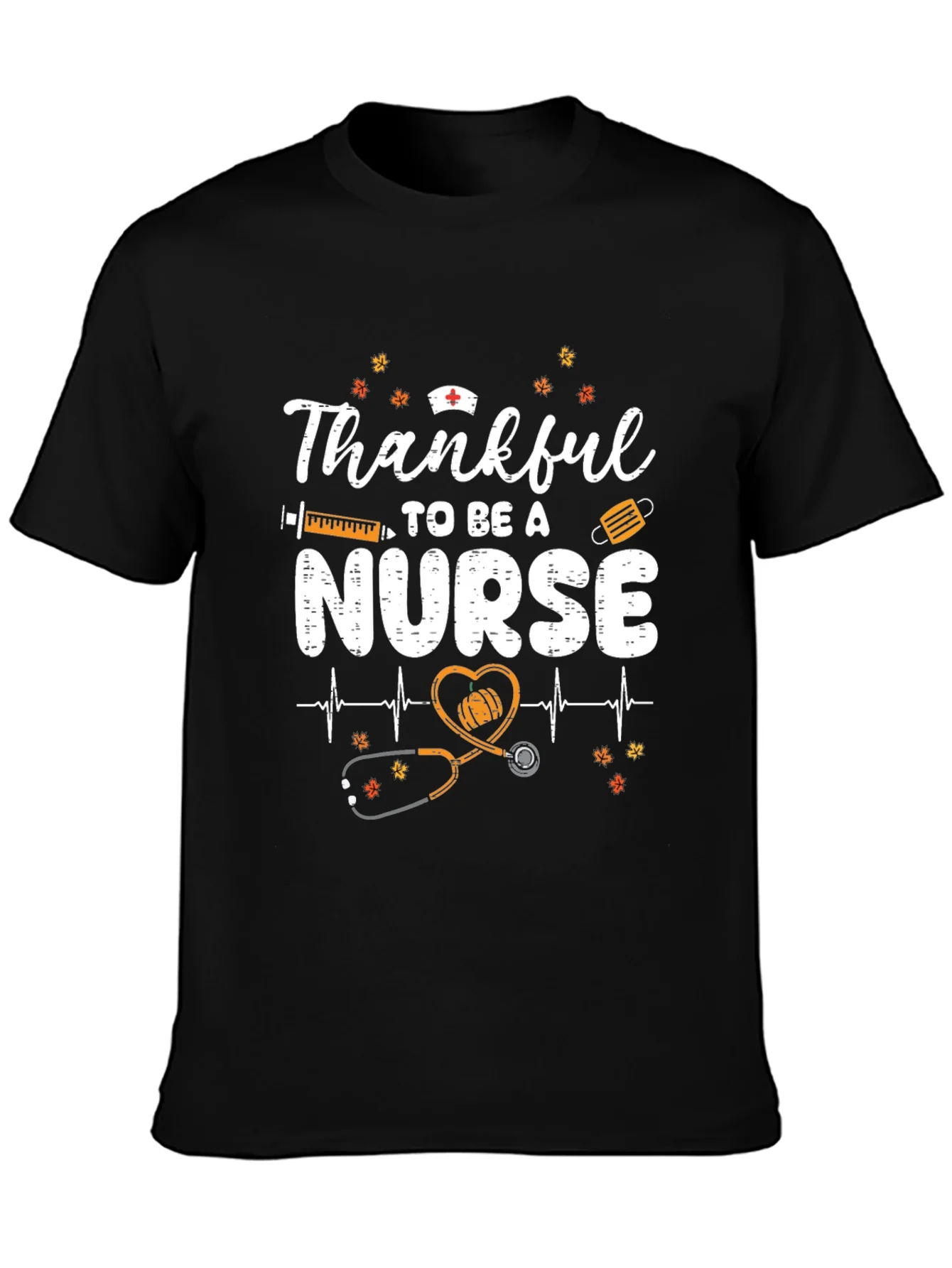 Thankful Nurse Graphic Tee - Fall Thanksgiving Apparel