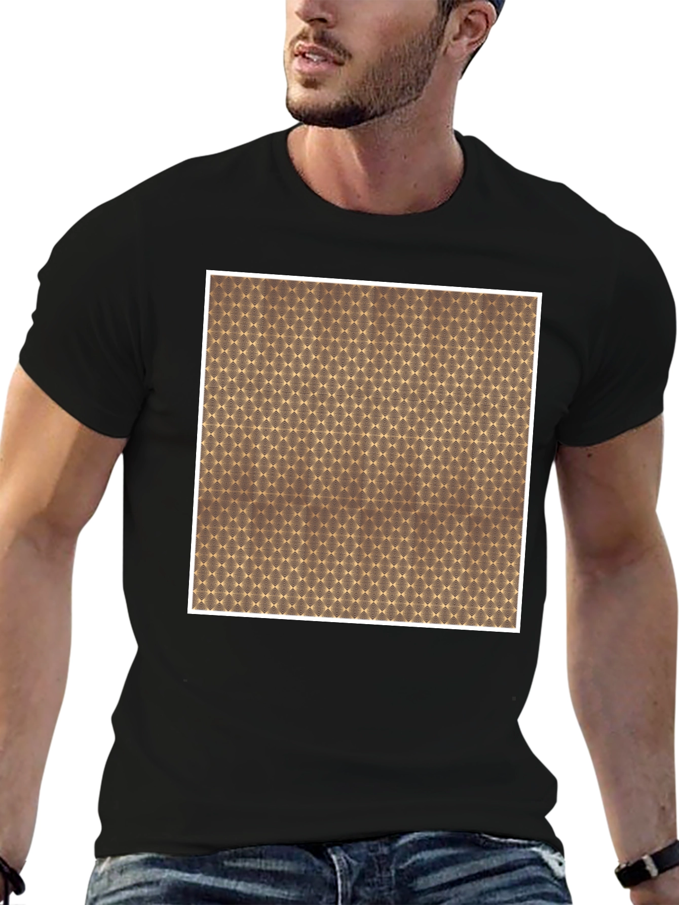 Geometric Patterned Crew Neck Tee
