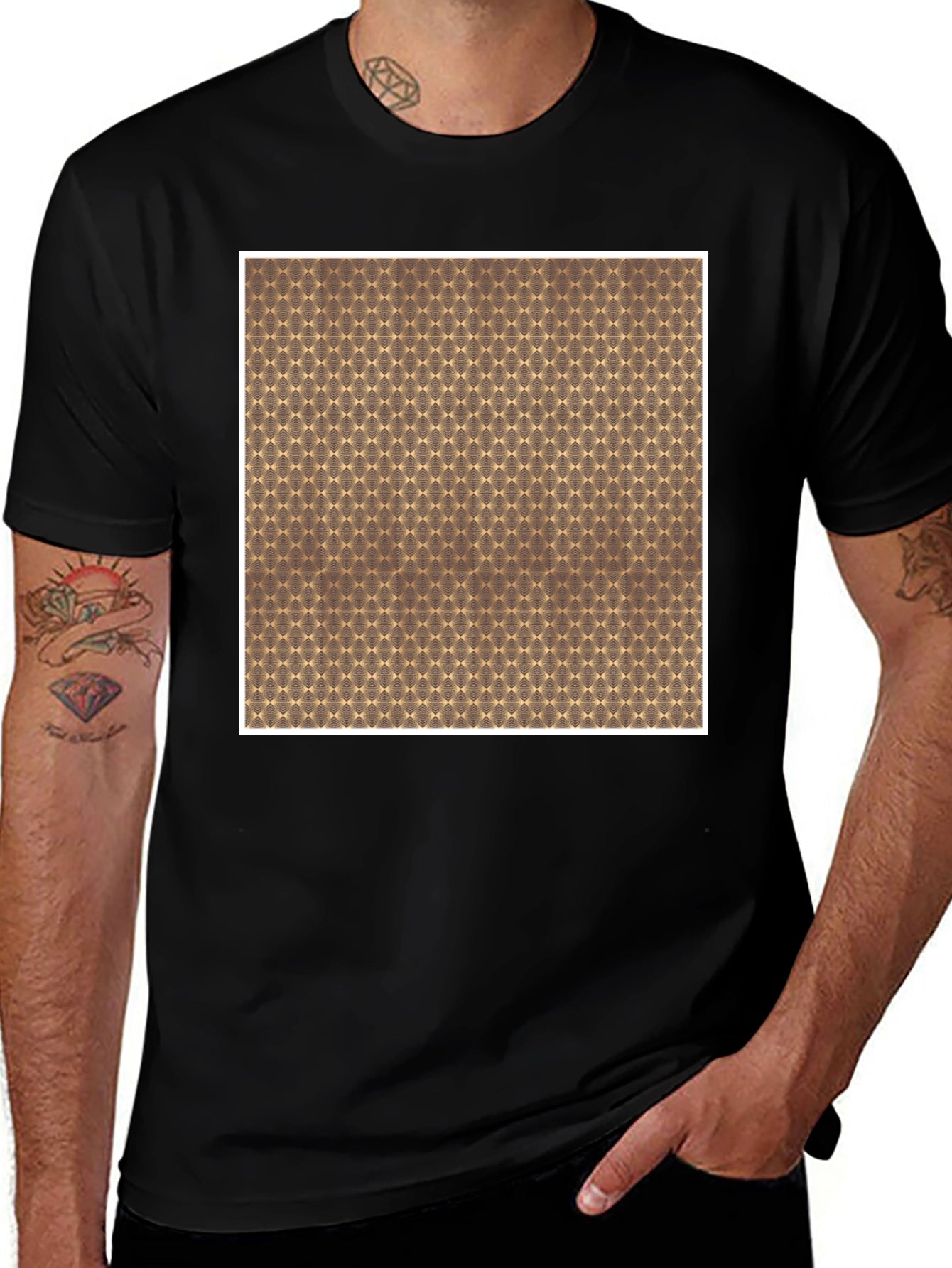 Geometric Patterned Crew Neck Tee