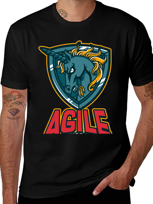 Agile Unicorn Graphic T-Shirt - Black Cotton Tee