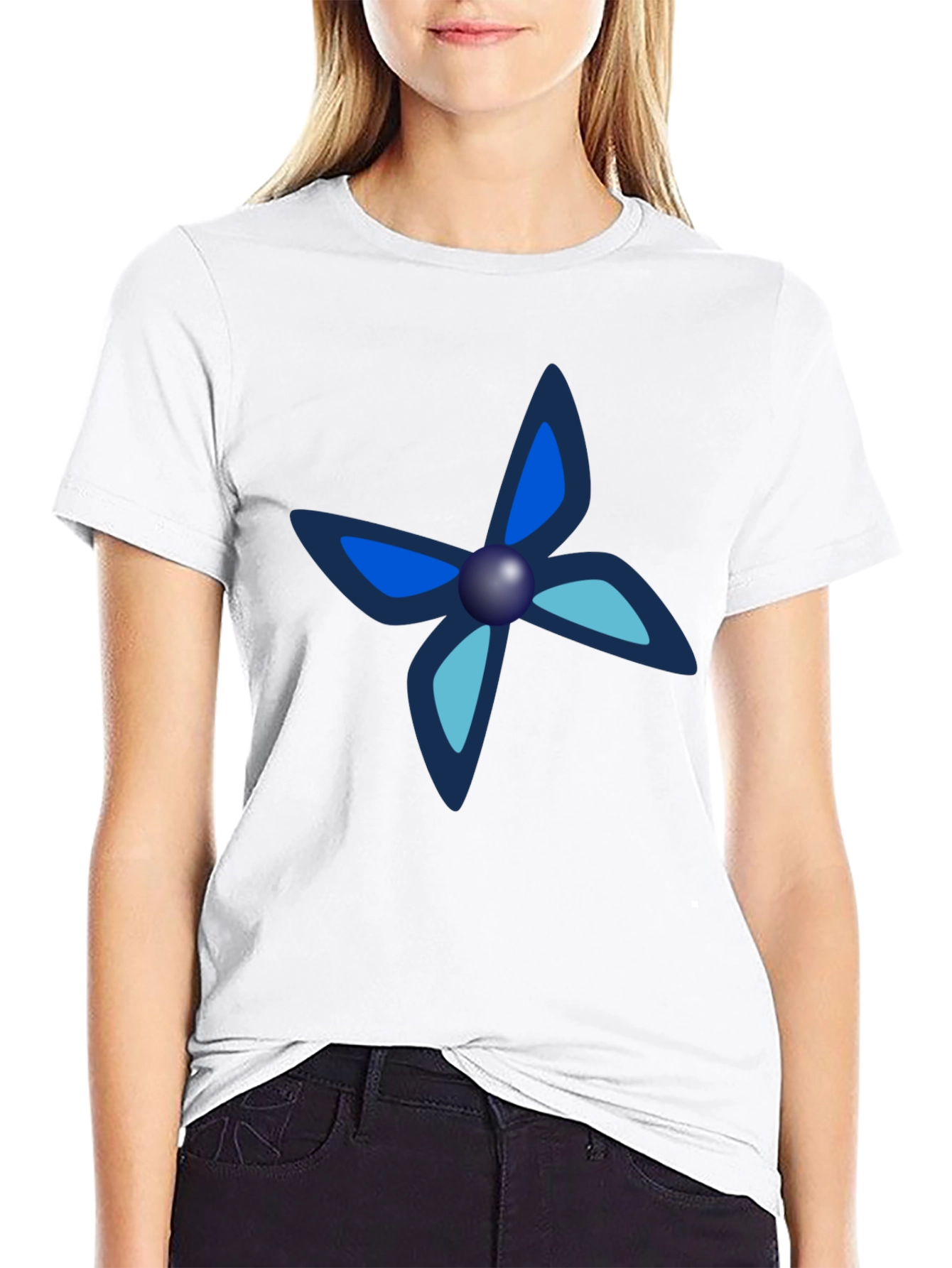 Blue Floral Graphic T-Shirt