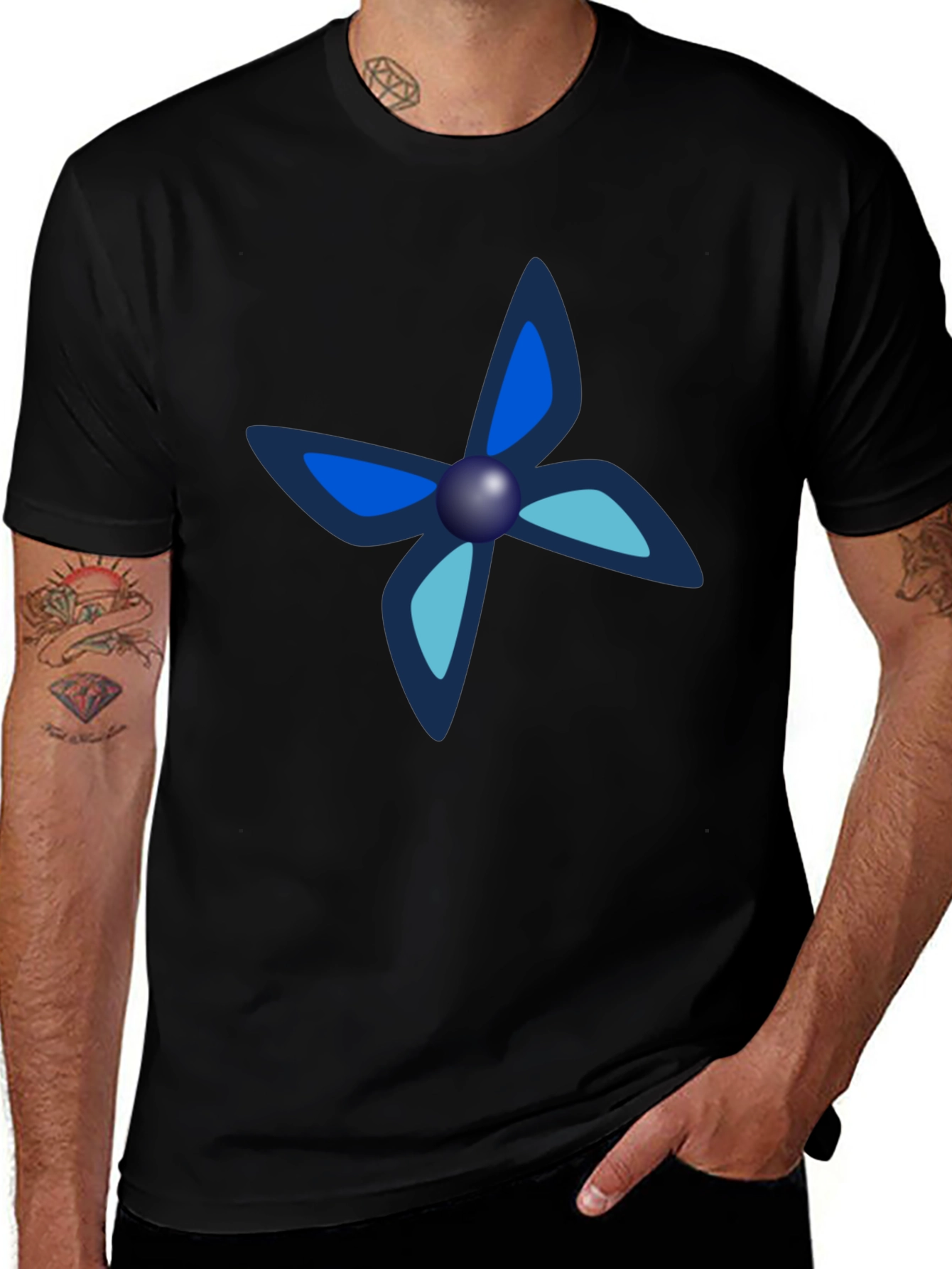 Blue Floral Graphic T-Shirt