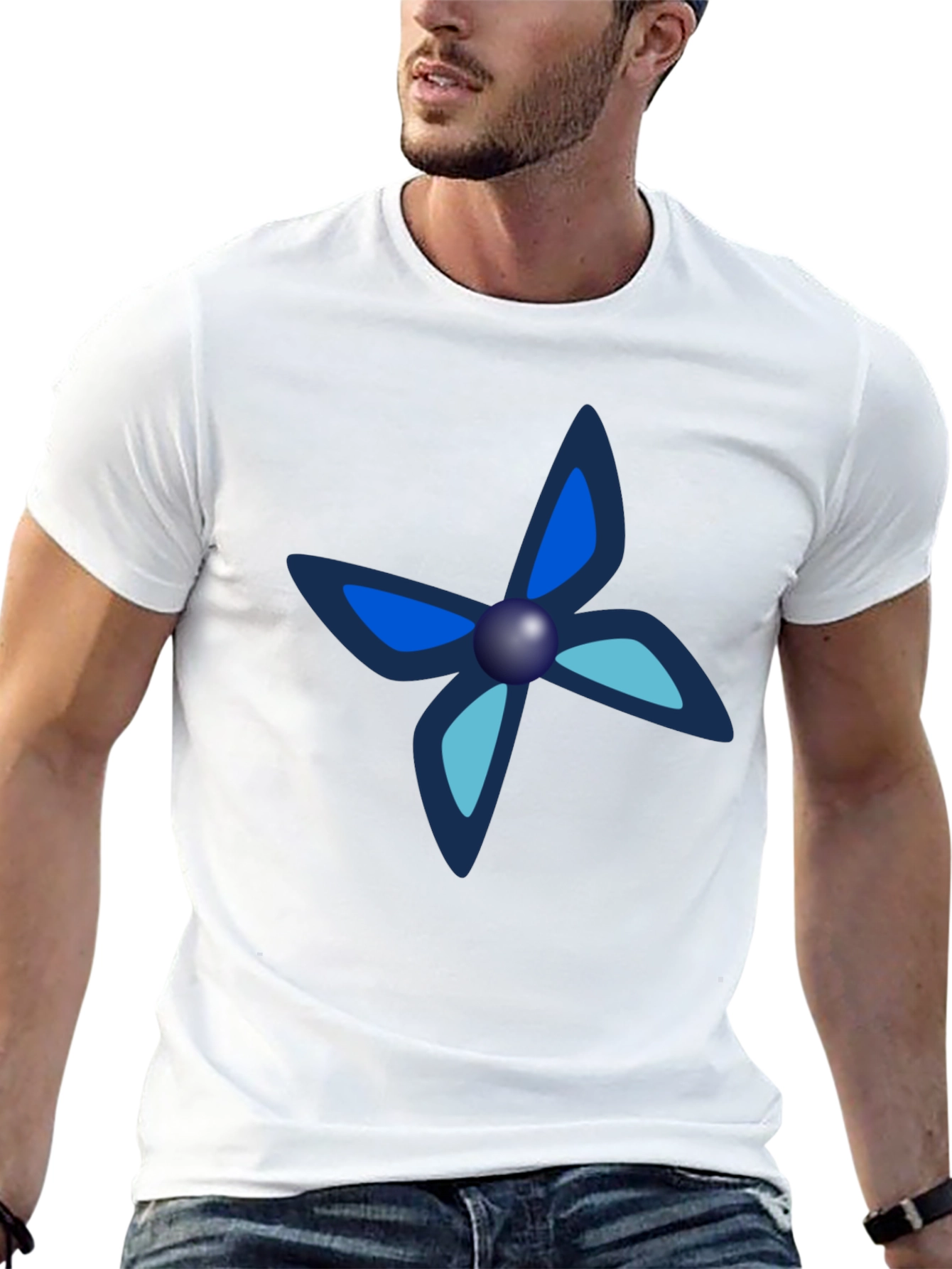 Blue Floral Graphic T-Shirt