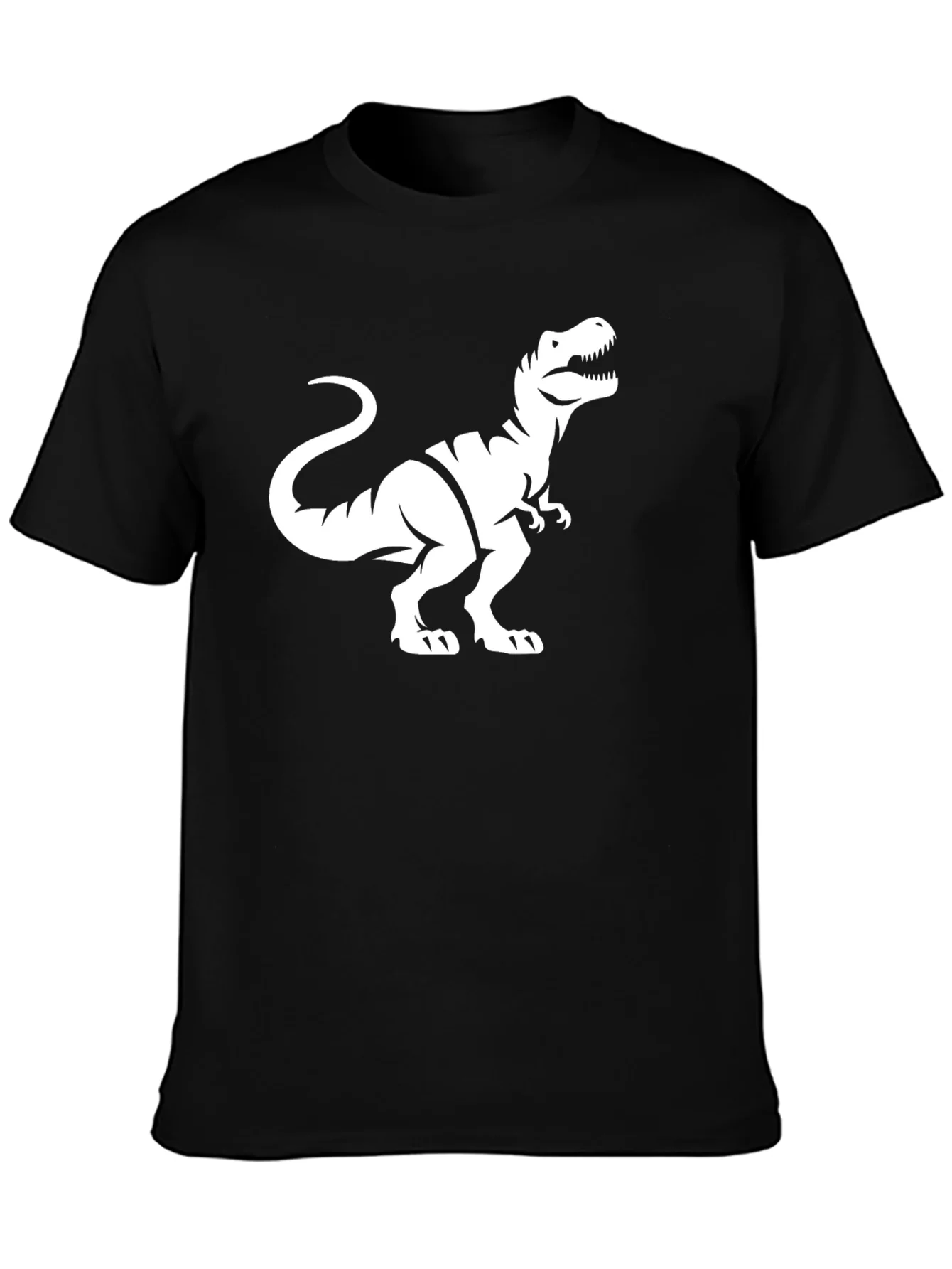 Dinosaur Graphic Tee - Black Cotton T-Shirt