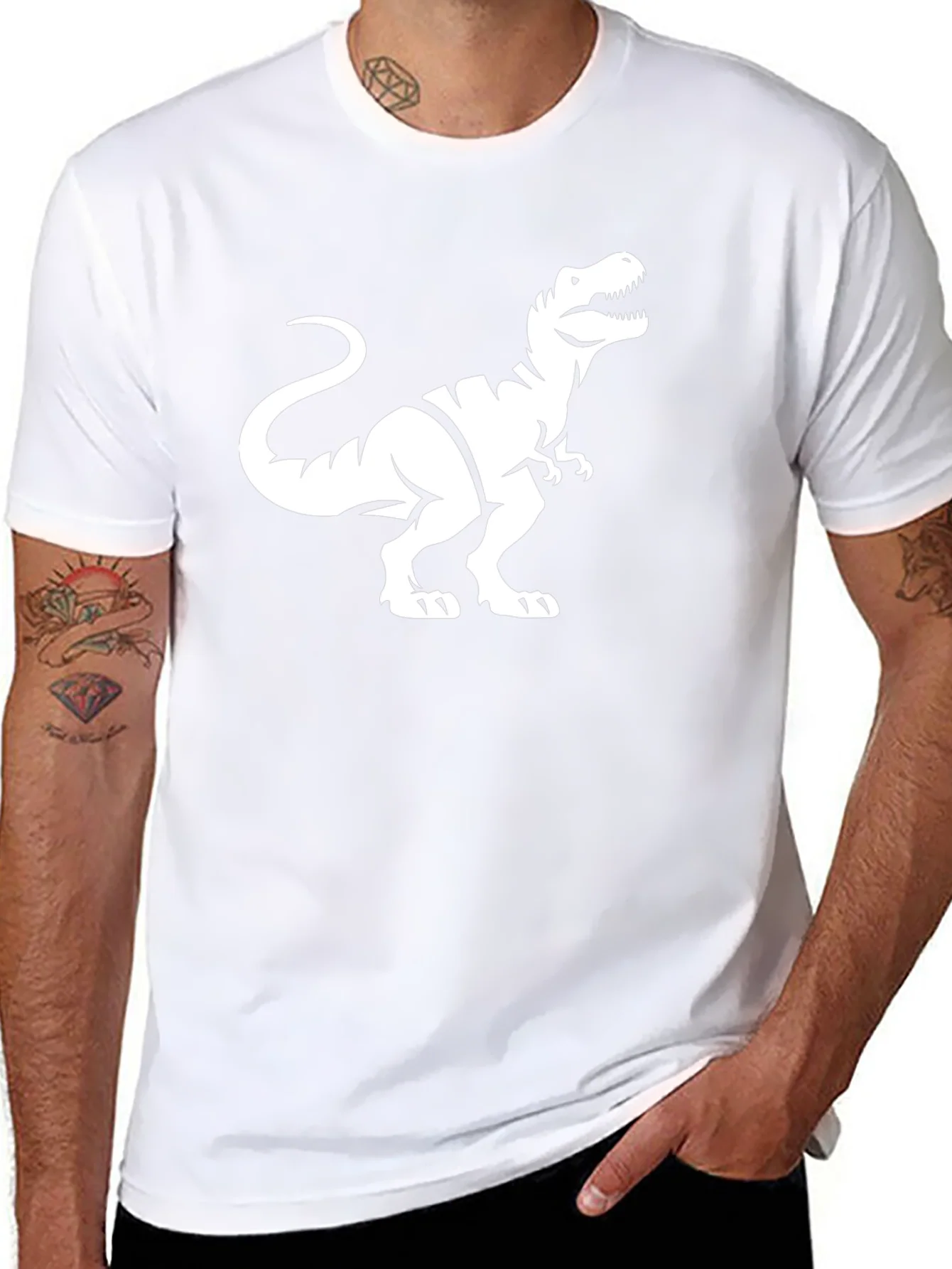 Dinosaur Graphic Tee - Black Cotton T-Shirt