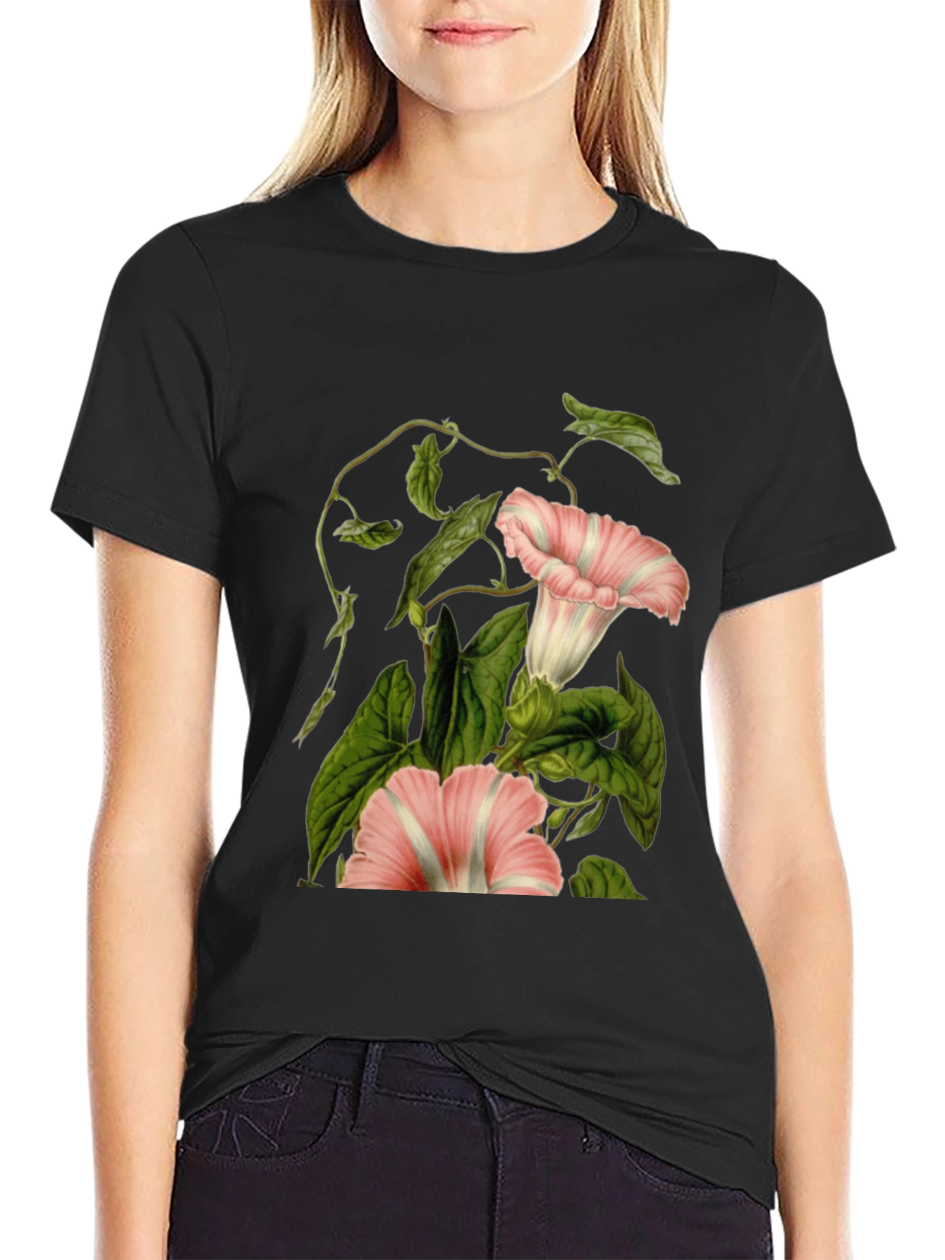 Floral Graphic Black T-Shirt