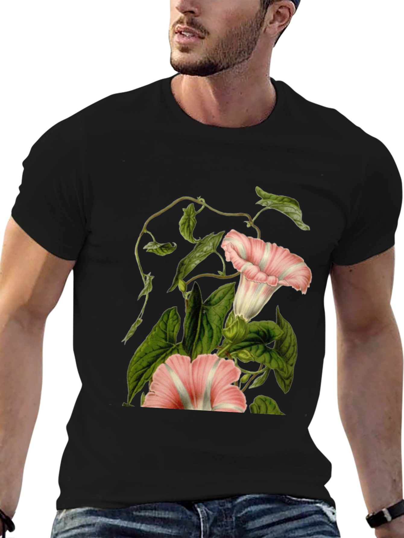 Floral Graphic Black T-Shirt