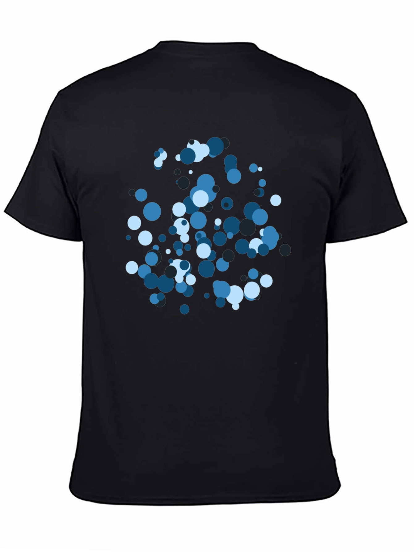 Cool Blue Circle Pattern Black T-Shirt