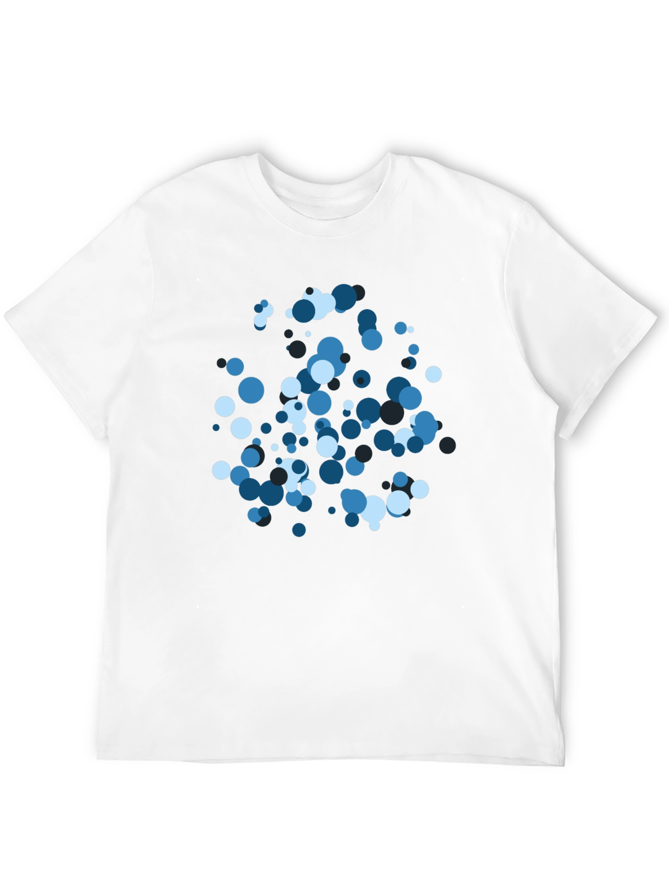 Cool Blue Circle Pattern Black T-Shirt