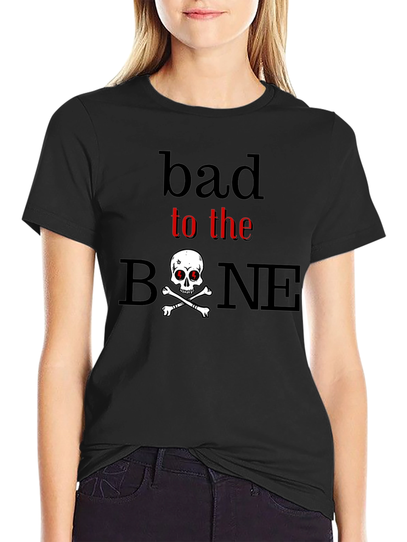 Bad to the Bone Skull Graphic T-Shirt