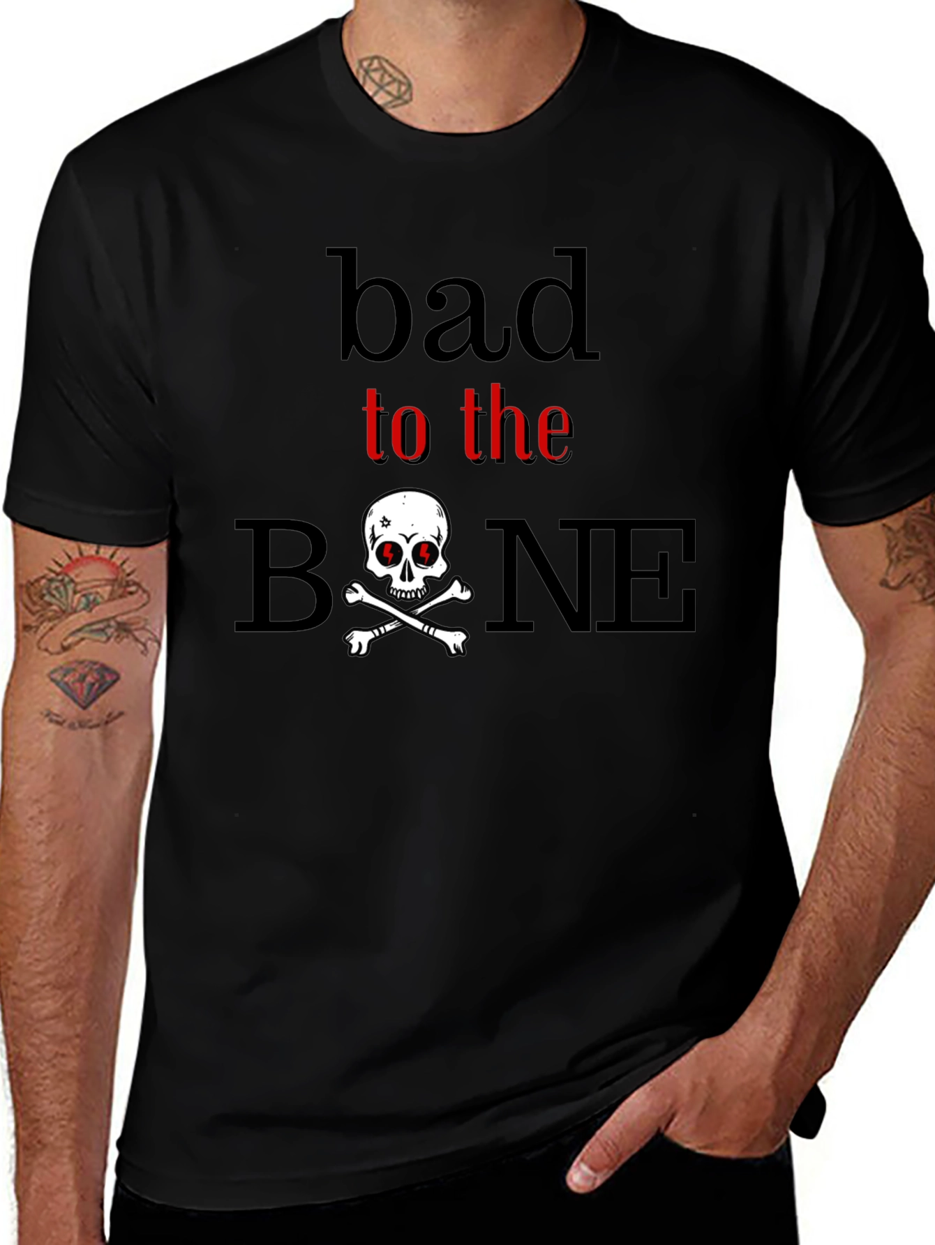 Bad to the Bone Skull Graphic T-Shirt