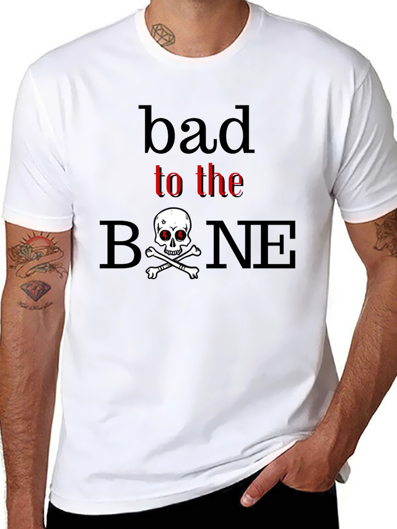 Bad to the Bone Skull Graphic T-Shirt