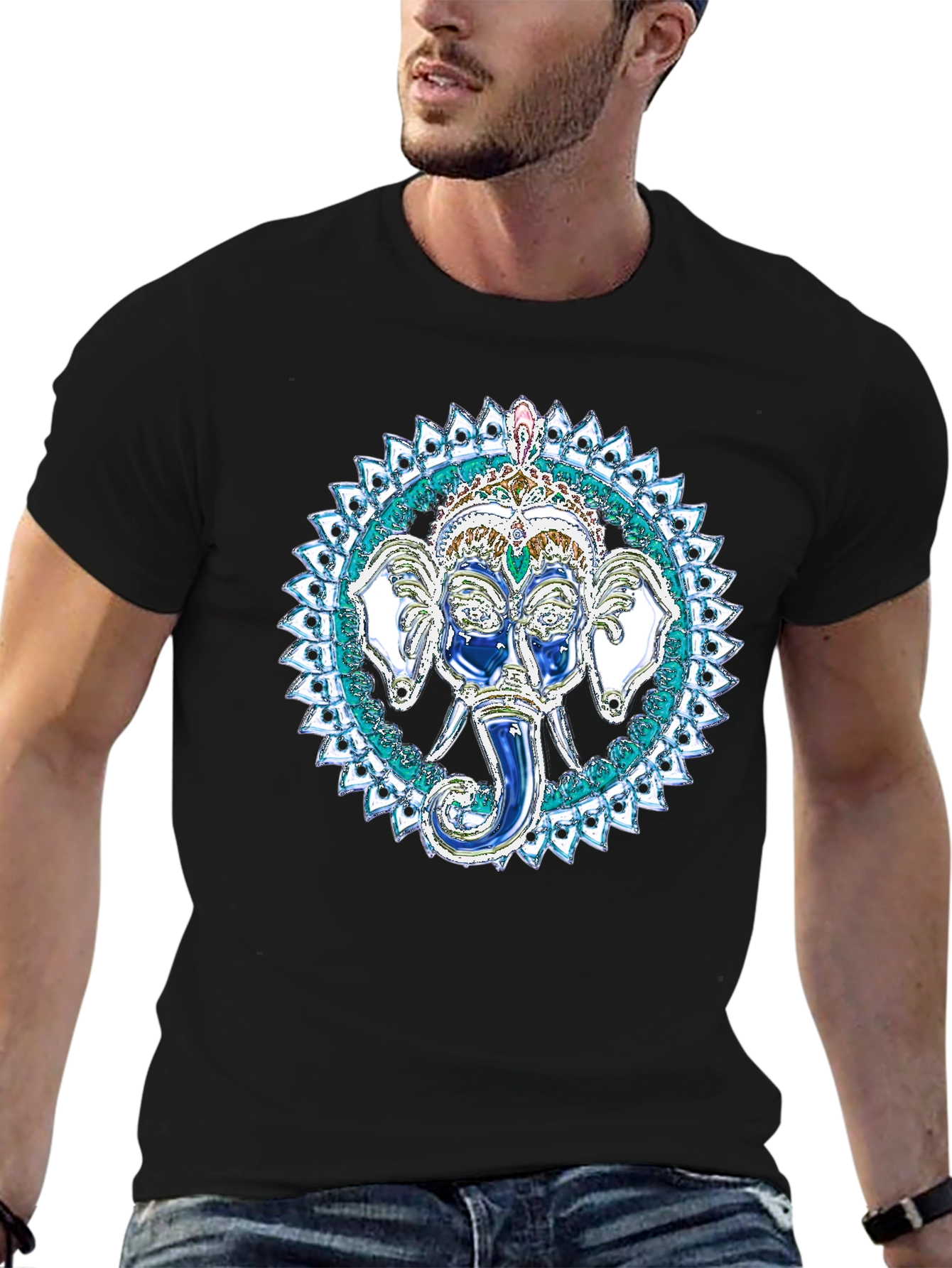 Ganesh Mandala Graphic Tee - Black
