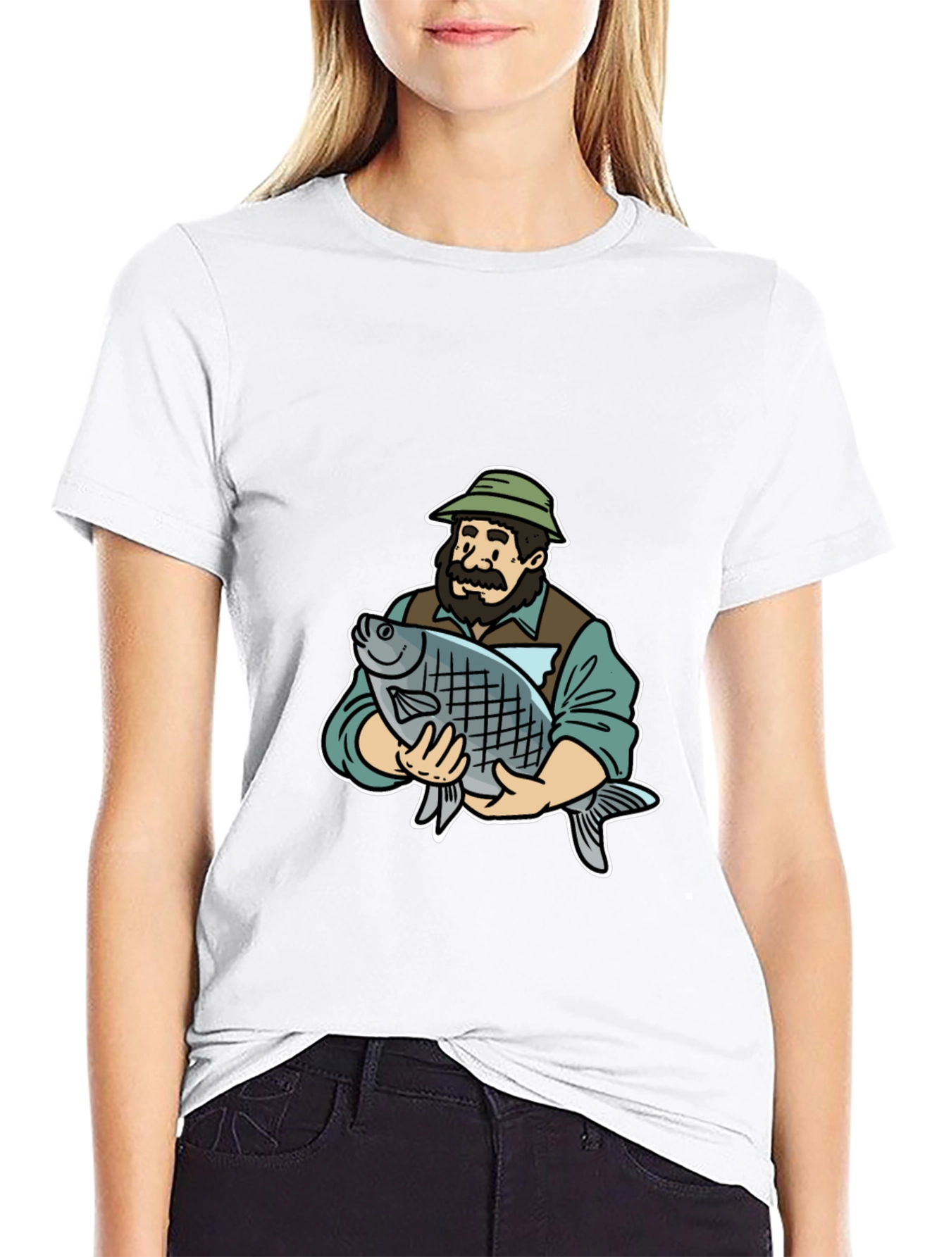 Fisherman Holding Fish Graphic Tee