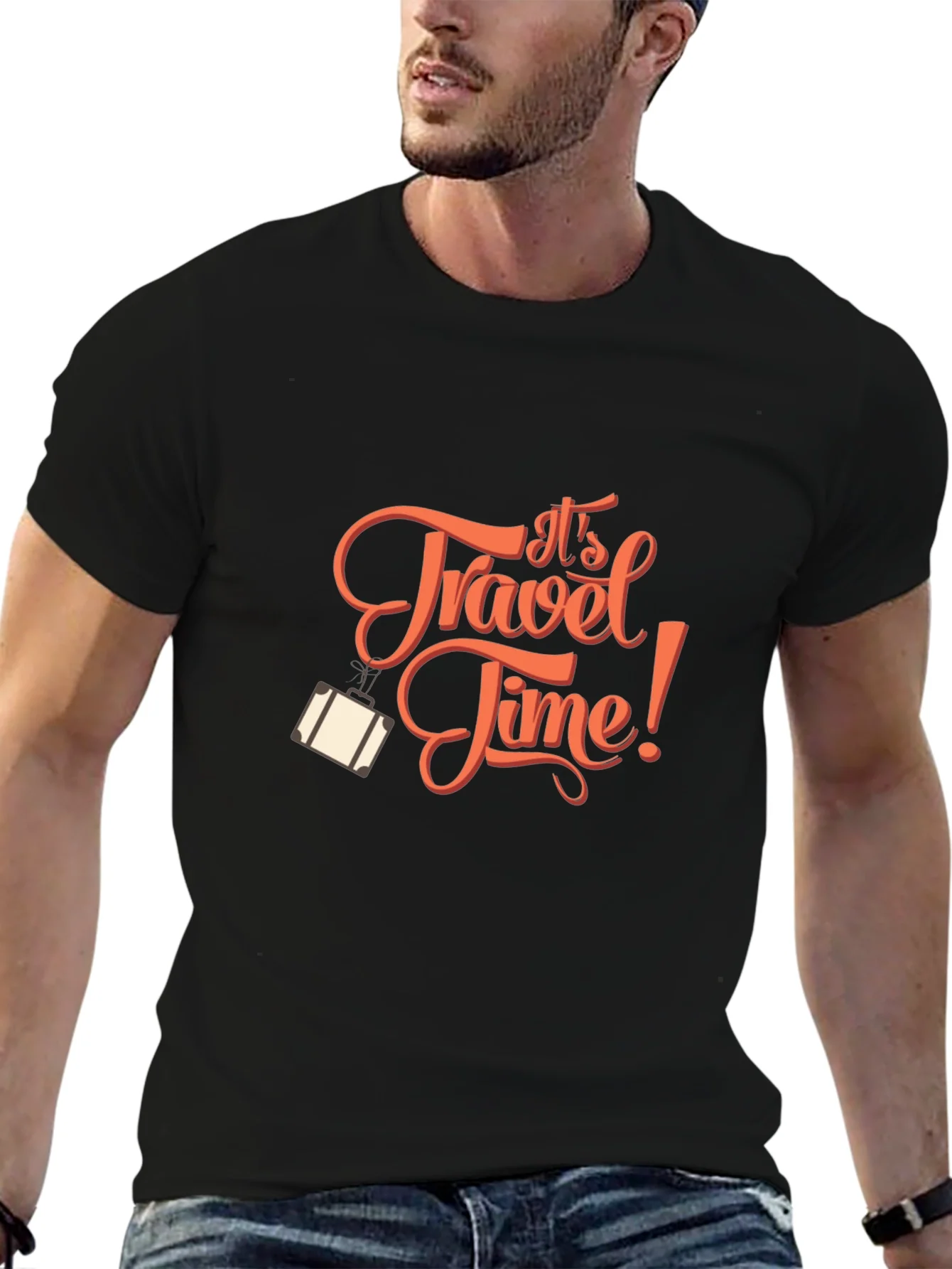 Travel Time Black T-Shirt - Adventure Awaits!