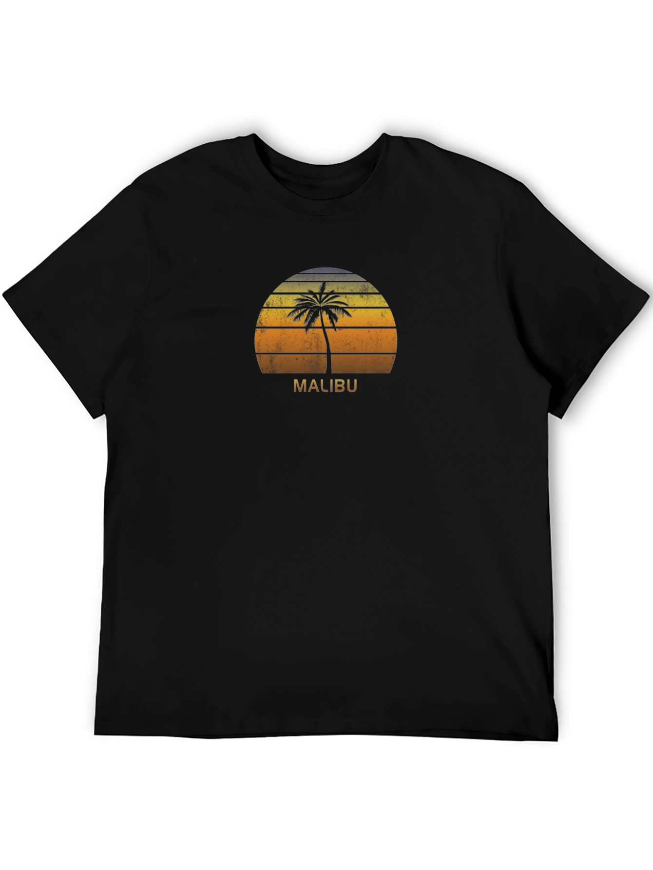 Malibu Palm Tree Sunset T-Shirt - Retro Beach Vibes