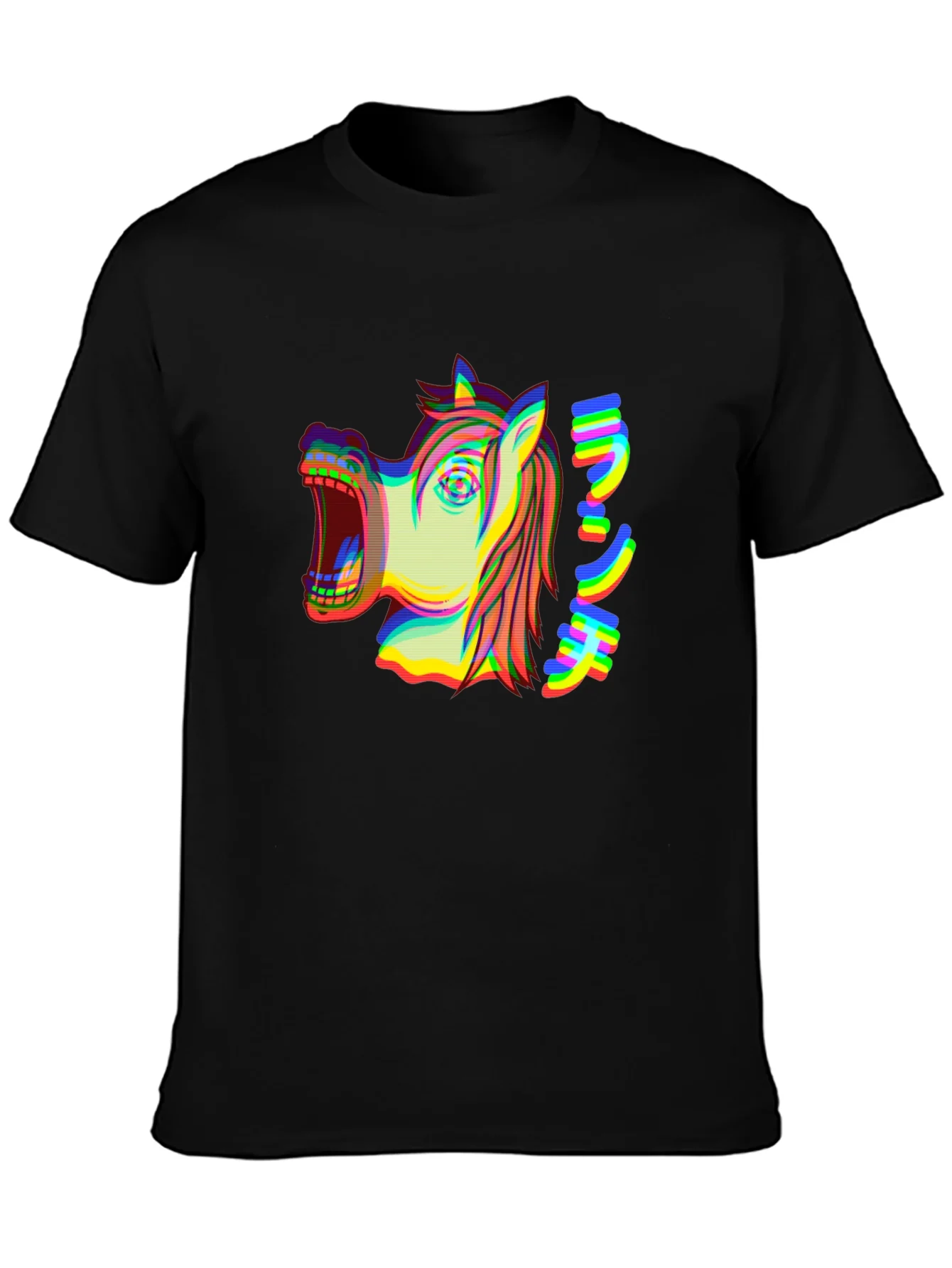 Distorted Horse Graphic Tee - Black