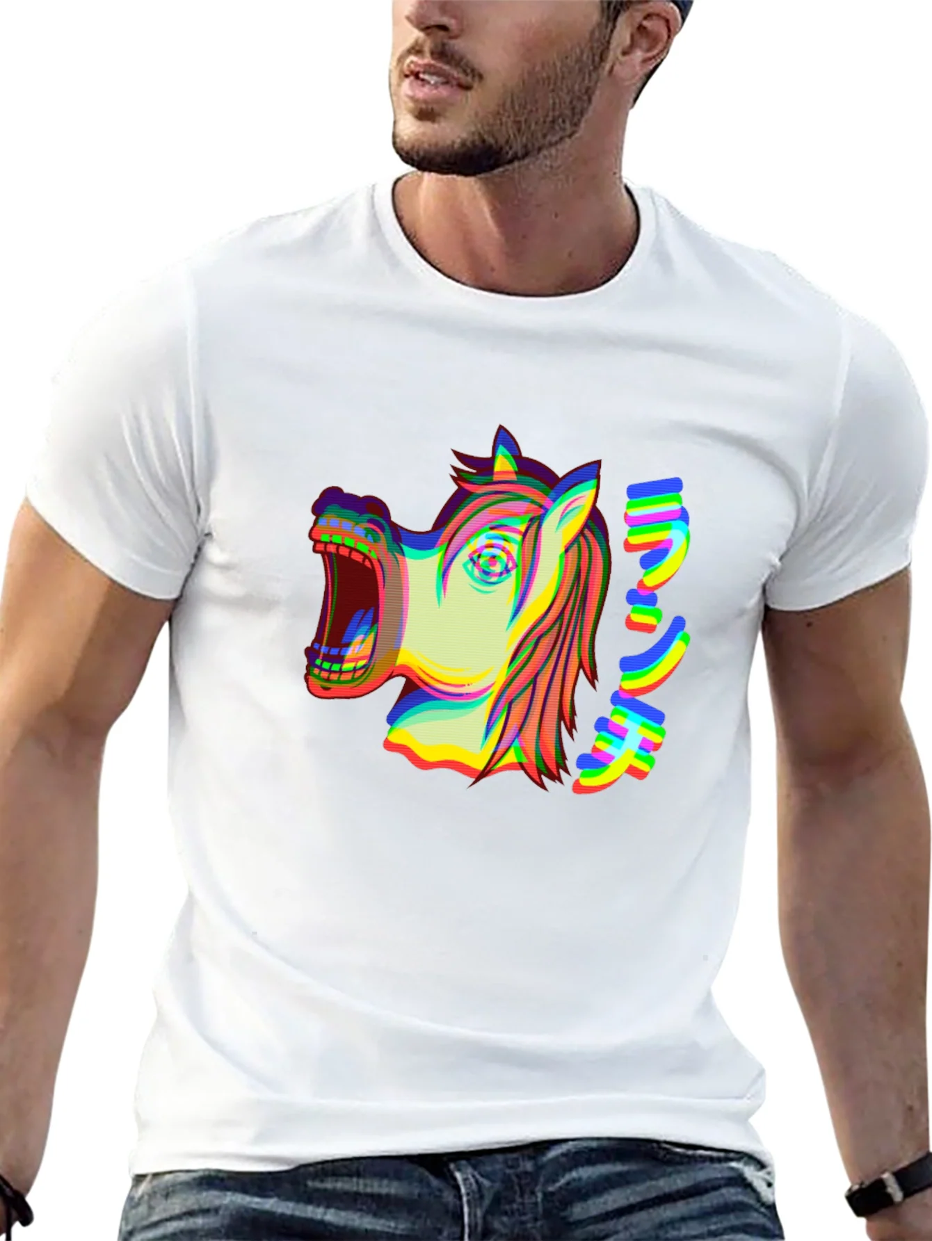 Distorted Horse Graphic Tee - Black