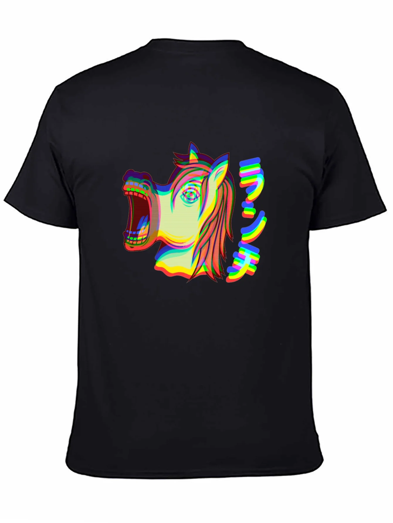 Distorted Horse Graphic Tee - Black