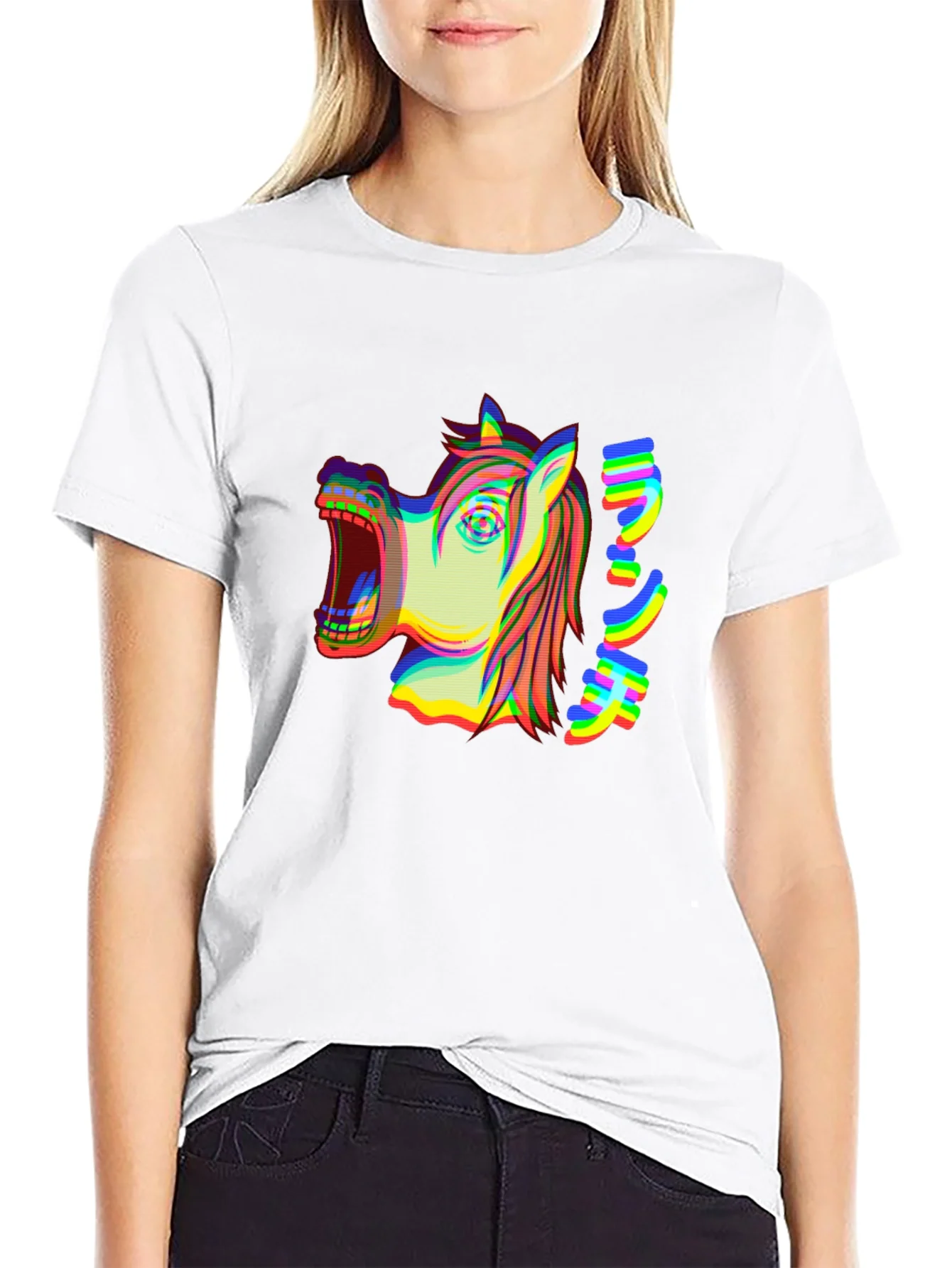 Distorted Horse Graphic Tee - Black