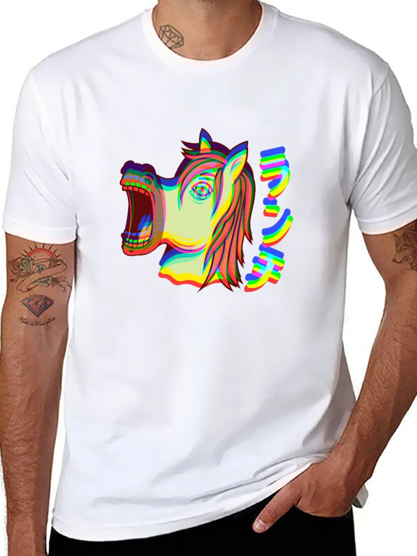 Distorted Horse Graphic Tee - Black