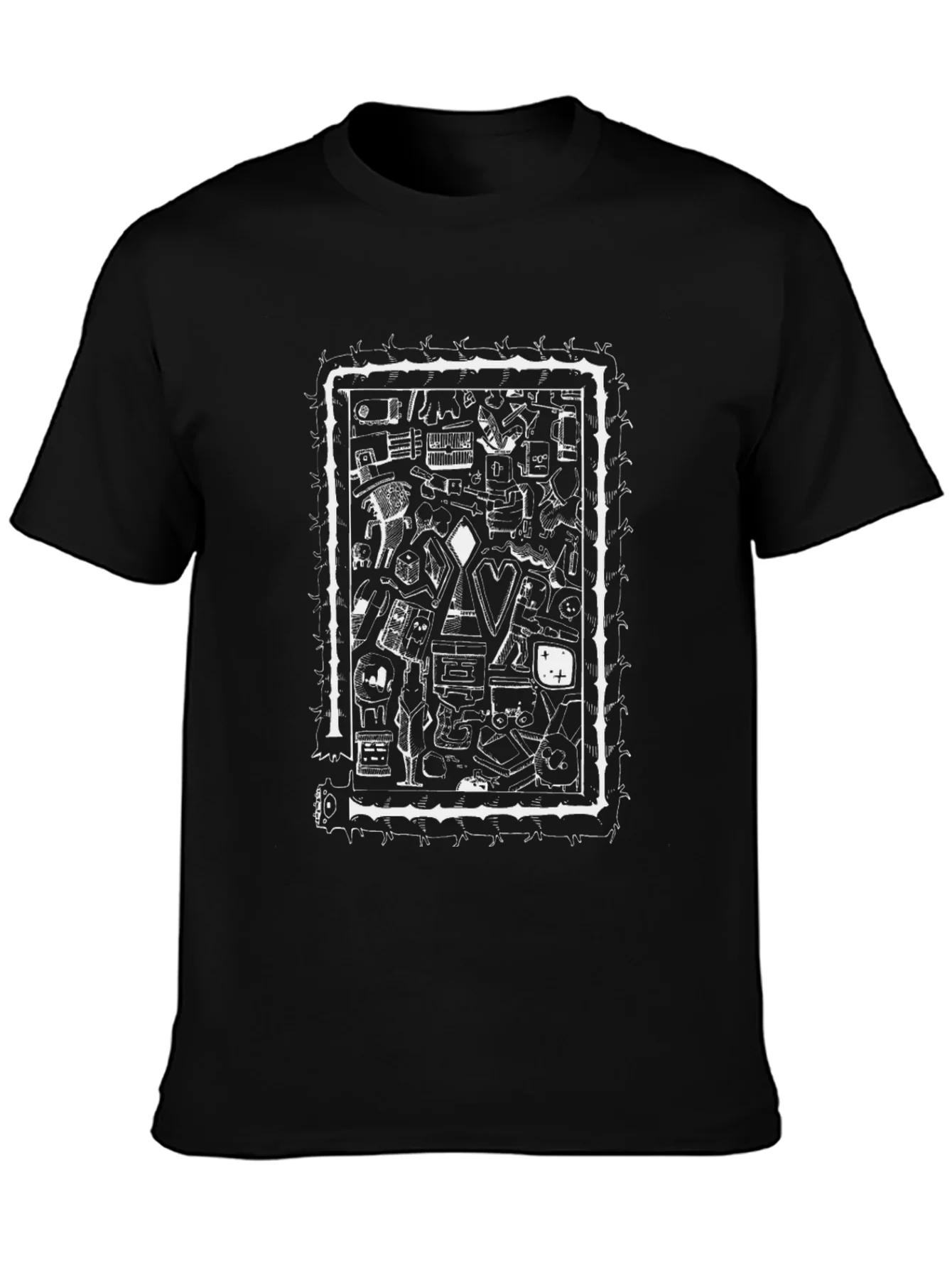 Abstract Print Black Crew Neck T-Shirt