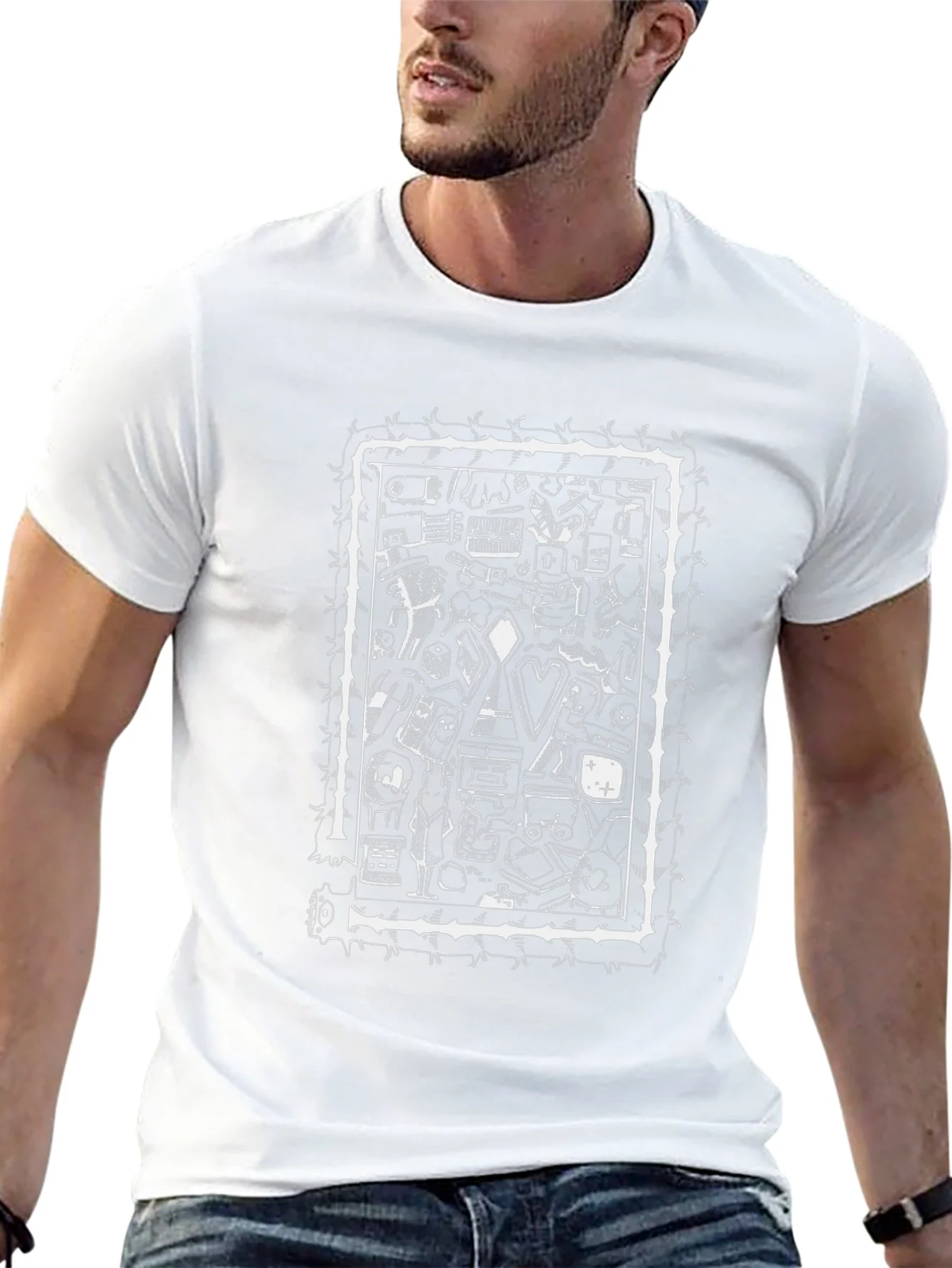 Abstract Print Black Crew Neck T-Shirt