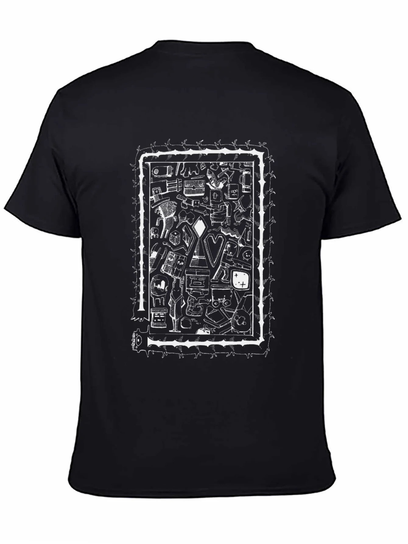Abstract Print Black Crew Neck T-Shirt