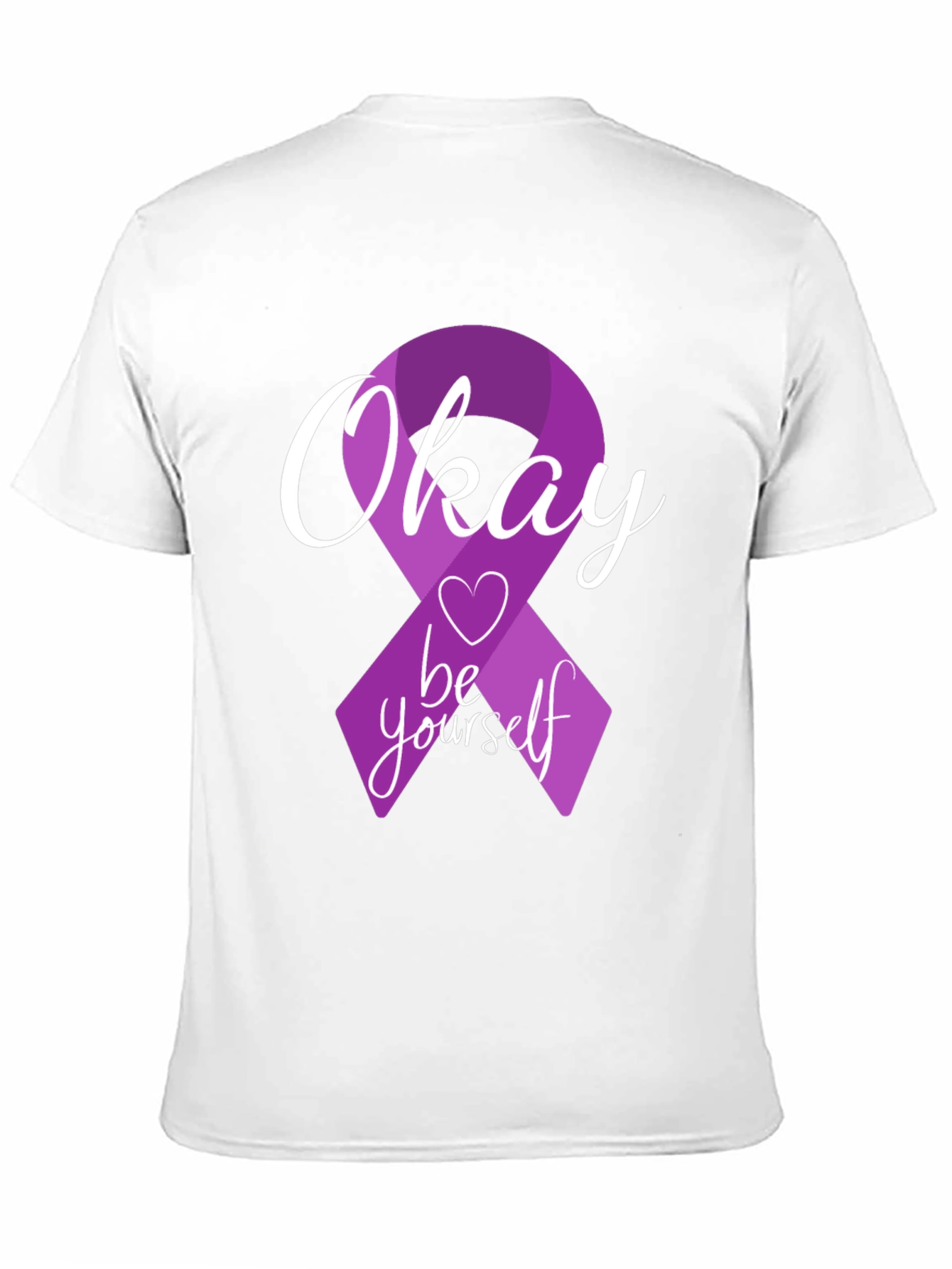 Okay Be Yourself Purple Ribbon Graphic T-Shirt