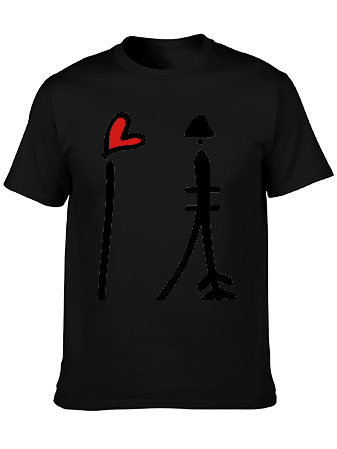 Heart & Arrow Graphic Tee - Casual Black T-Shirt