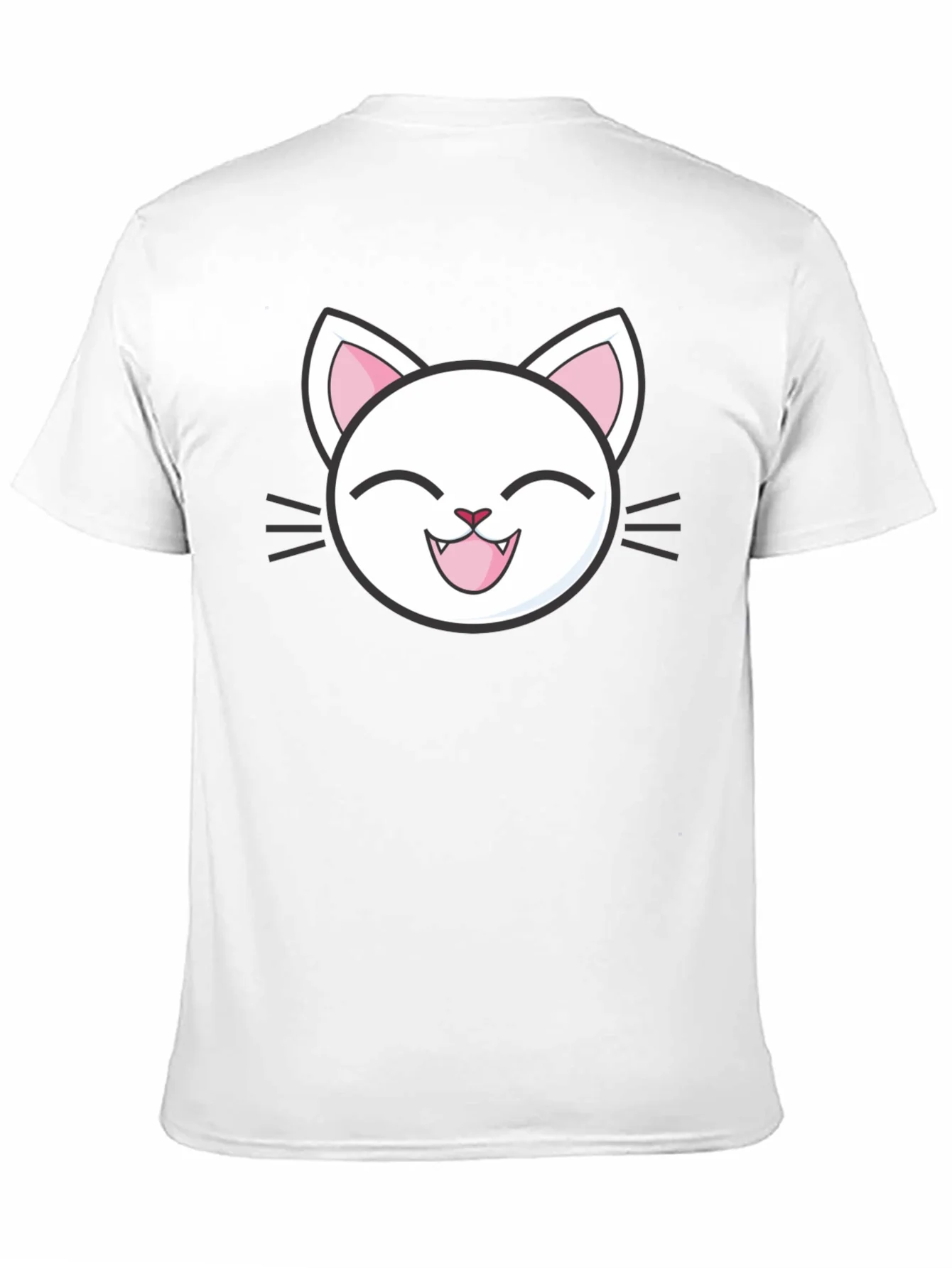Cute Cartoon Cat Graphic T-Shirt - Black
