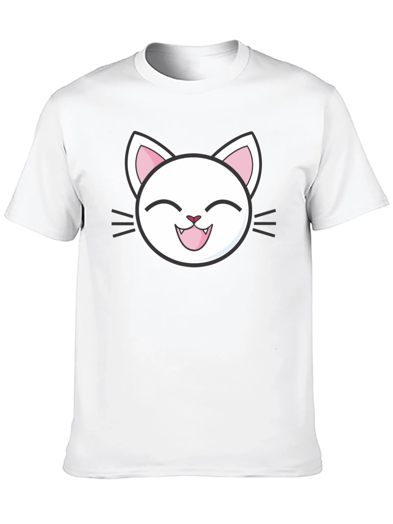 Cute Cartoon Cat Graphic T-Shirt - Black