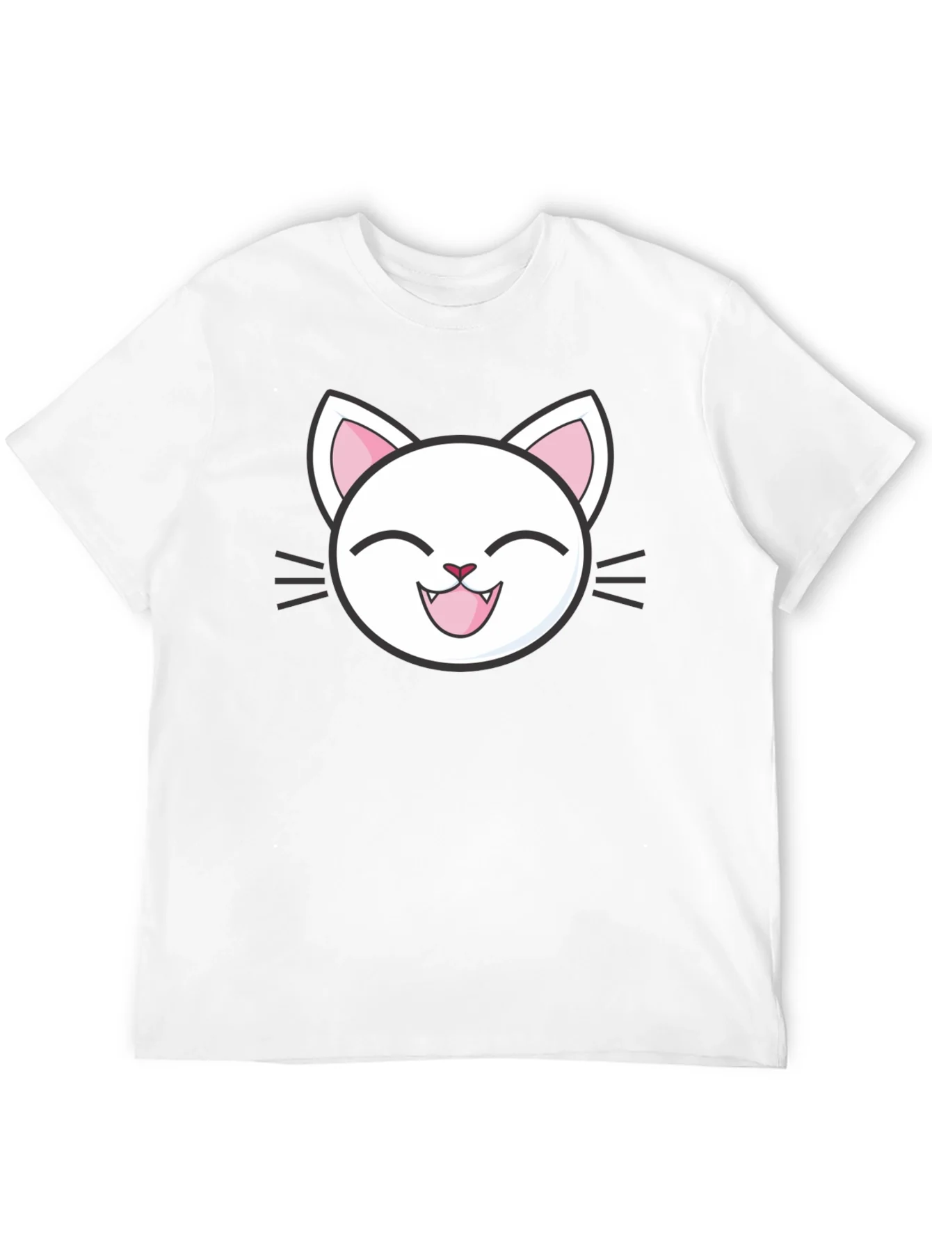 Cute Cartoon Cat Graphic T-Shirt - Black