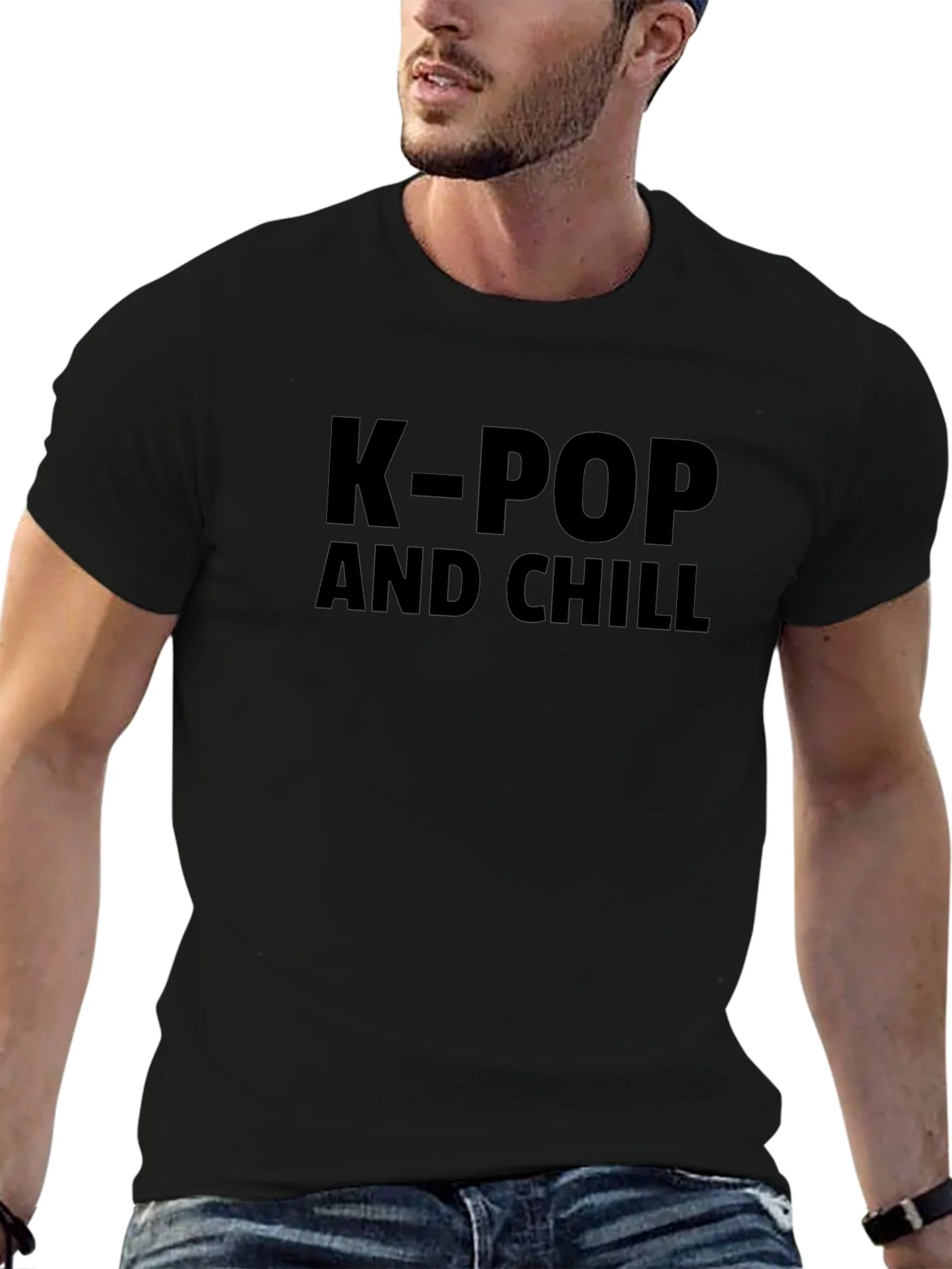 K-Pop and Chill Black T-Shirt - Casual Style