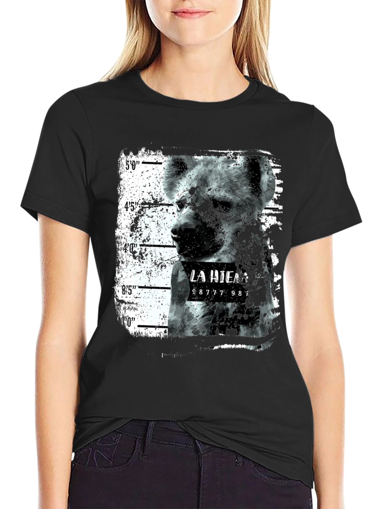 Hyena Mugshot Graphic Tee - Black Unisex T-Shirt