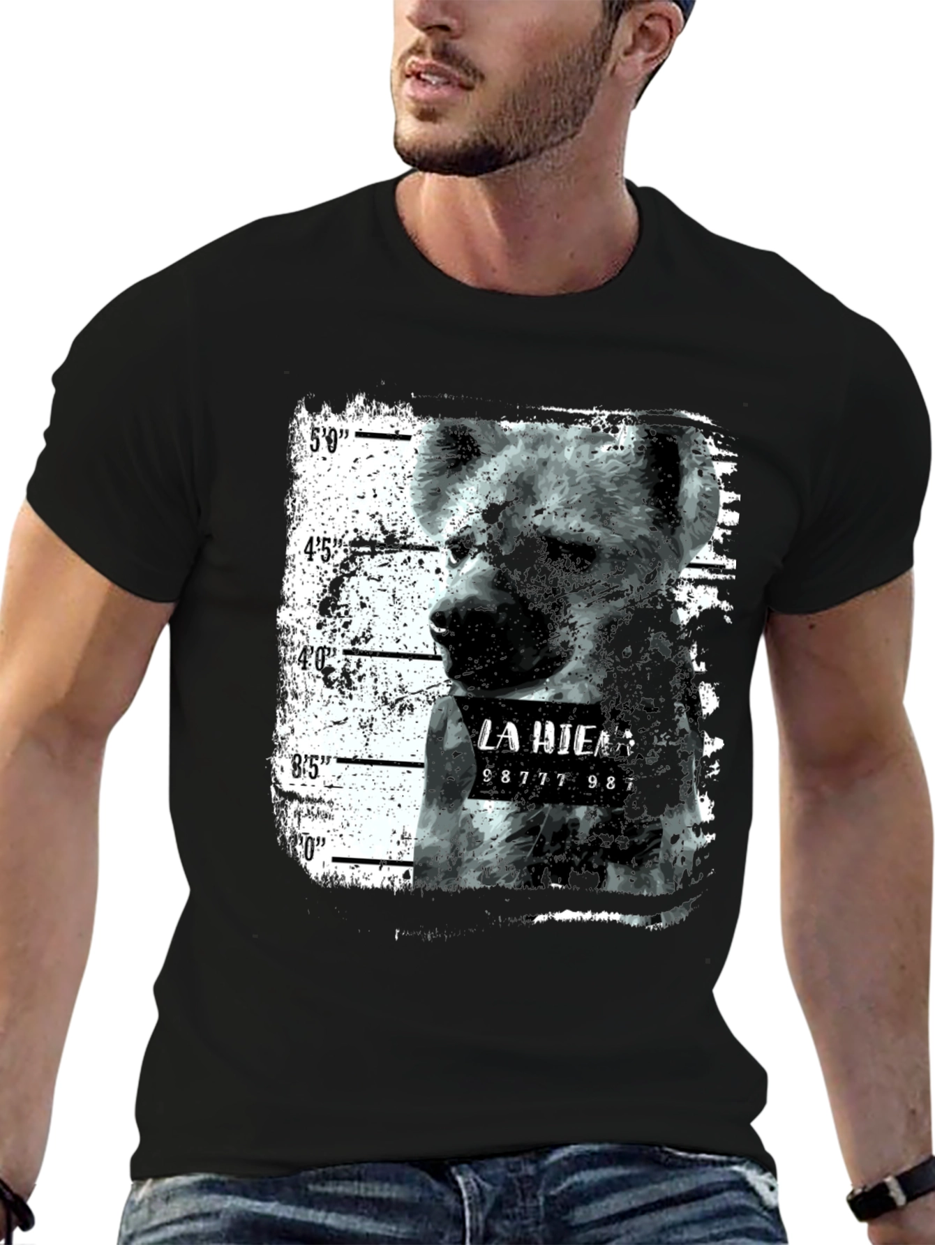 Hyena Mugshot Graphic Tee - Black Unisex T-Shirt