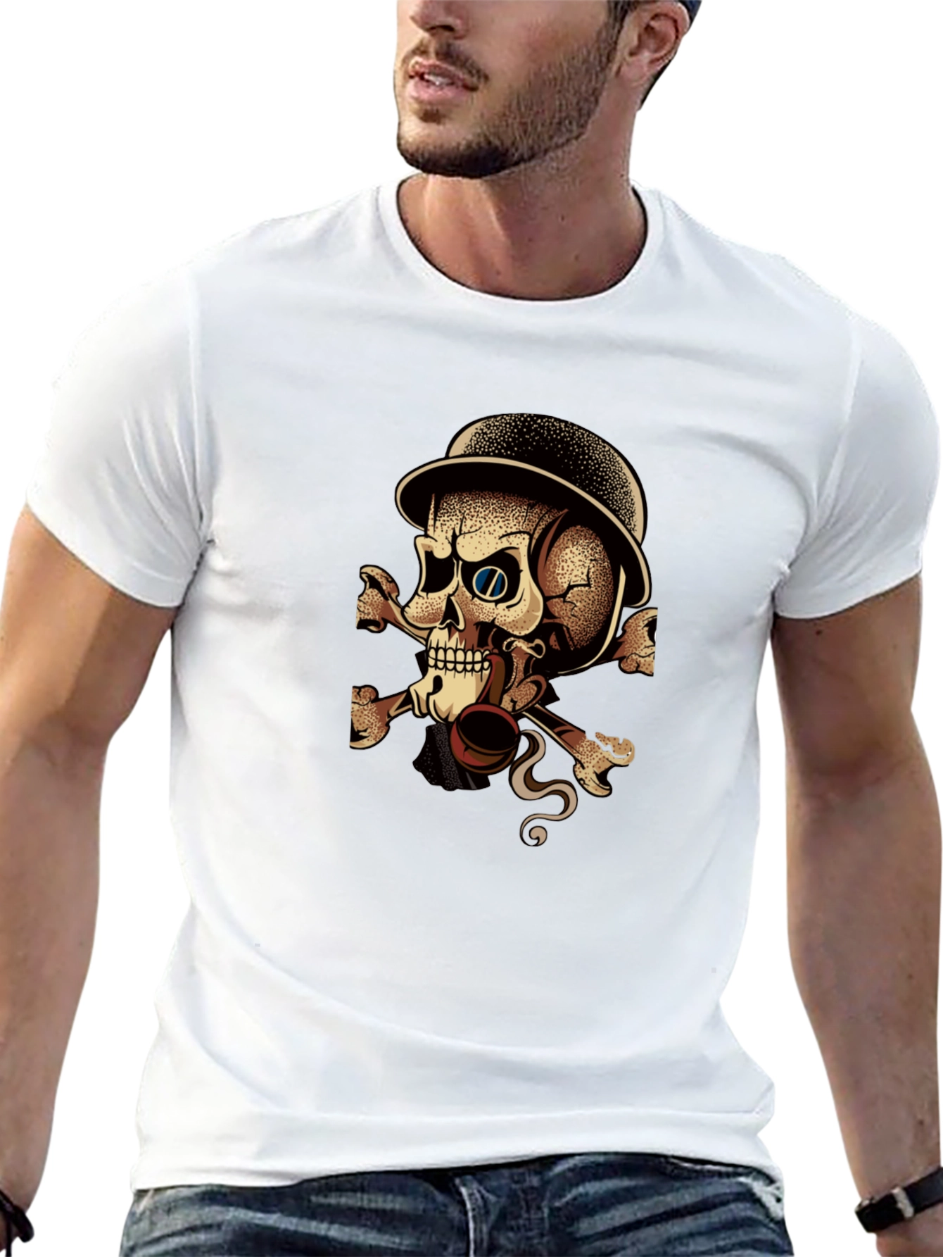 Skull & Crossbones Tee - Edgy Graphic Print T-Shirt