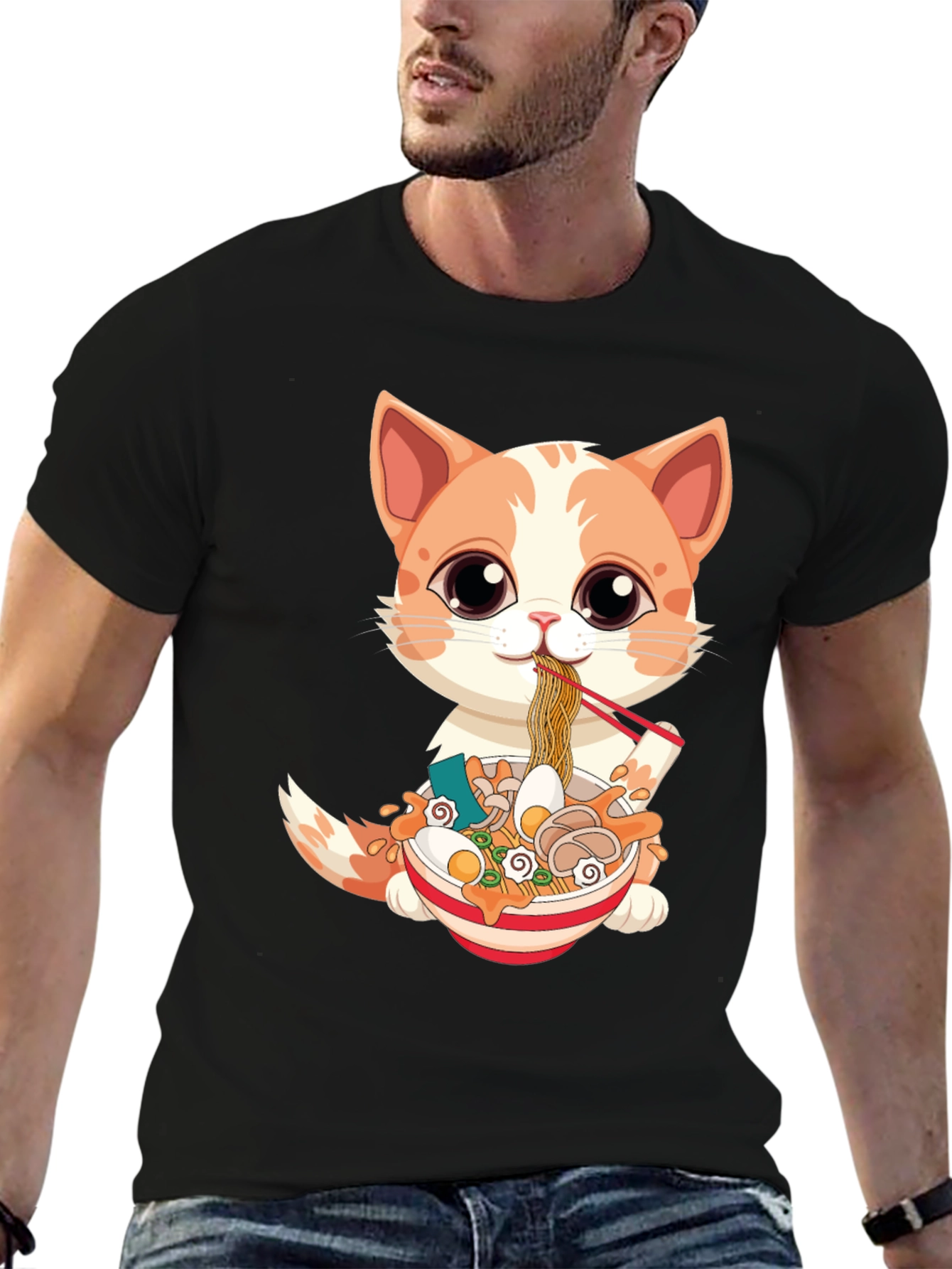 Cat Ramen T-Shirt - Cute Anime Style