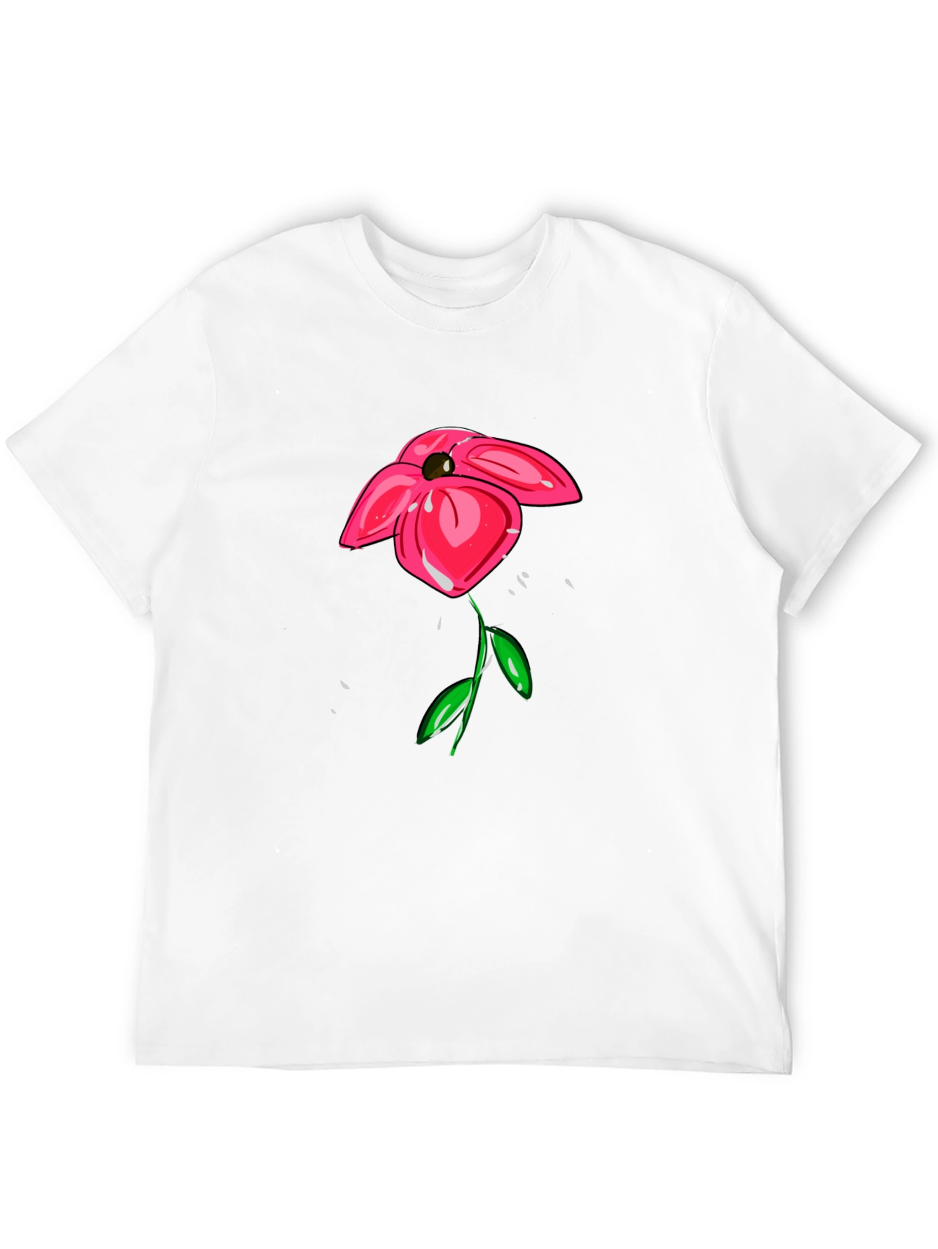 Floral Graphic Print T-Shirt - Casual Black Tee
