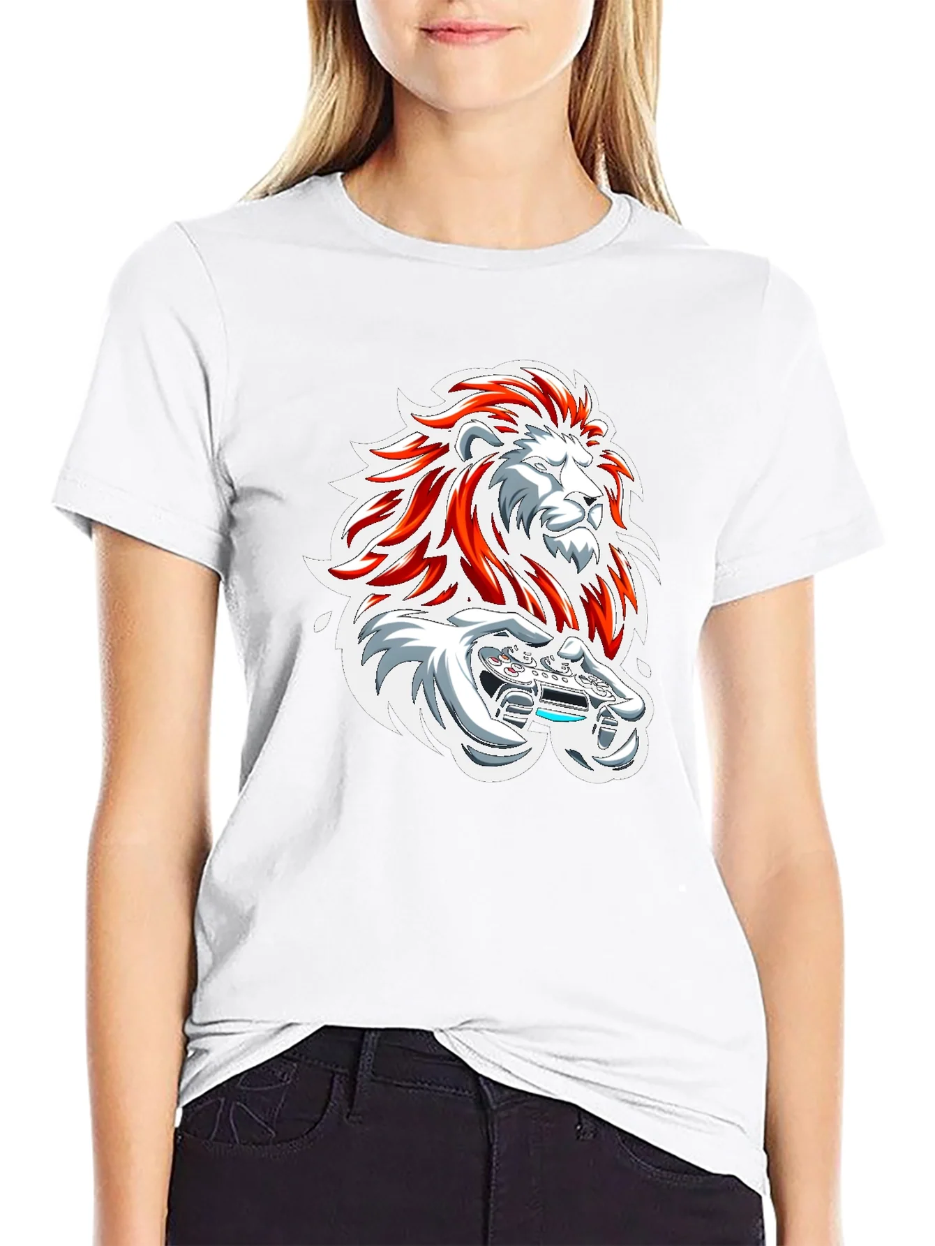 Lion Gamer Graphic Tee - Black