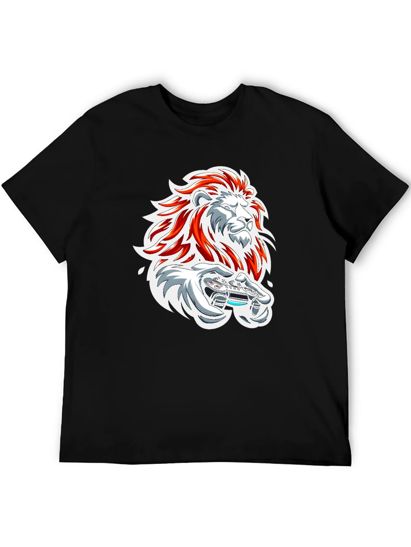 Lion Gamer Graphic Tee - Black
