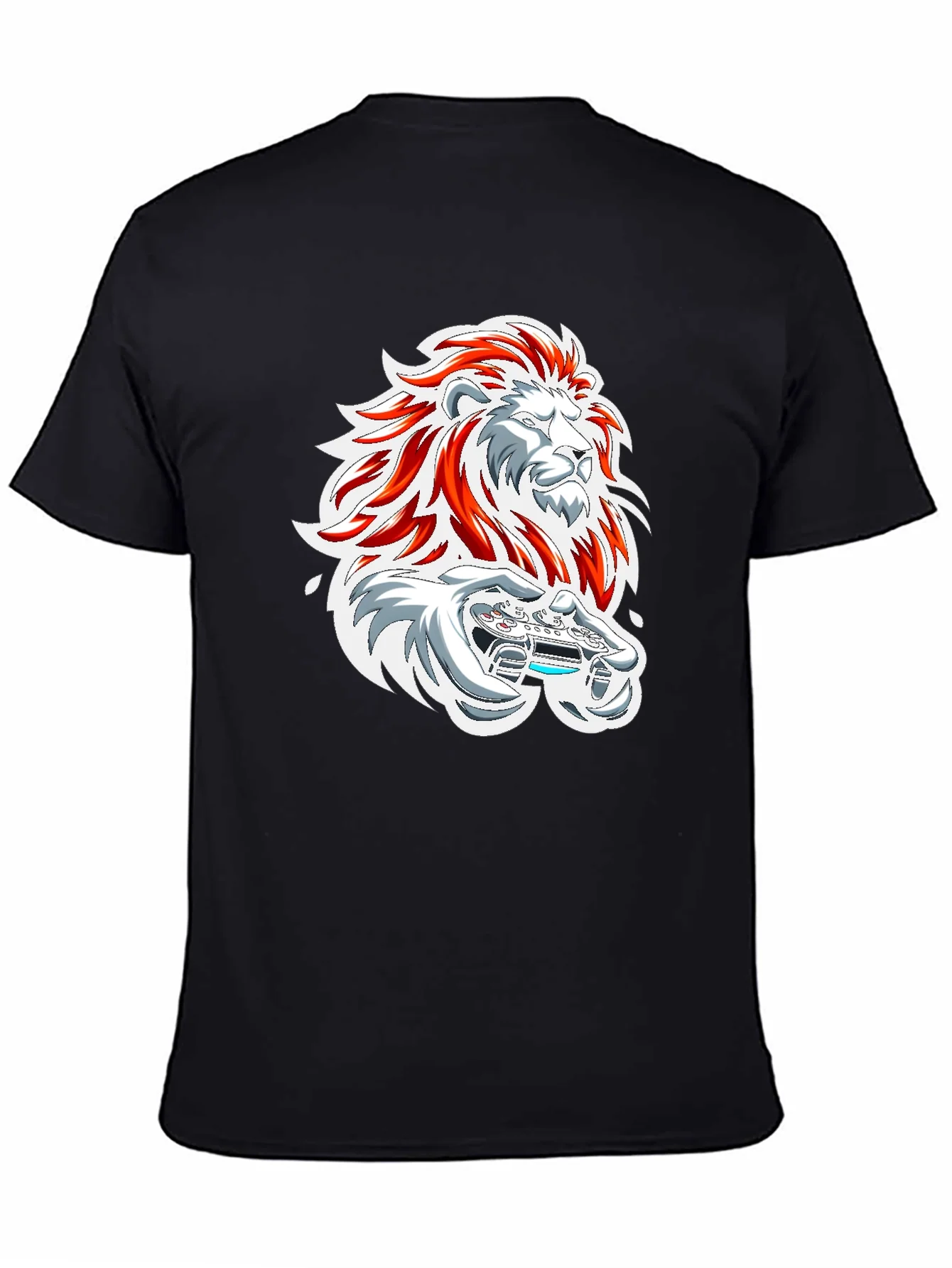 Lion Gamer Graphic Tee - Black
