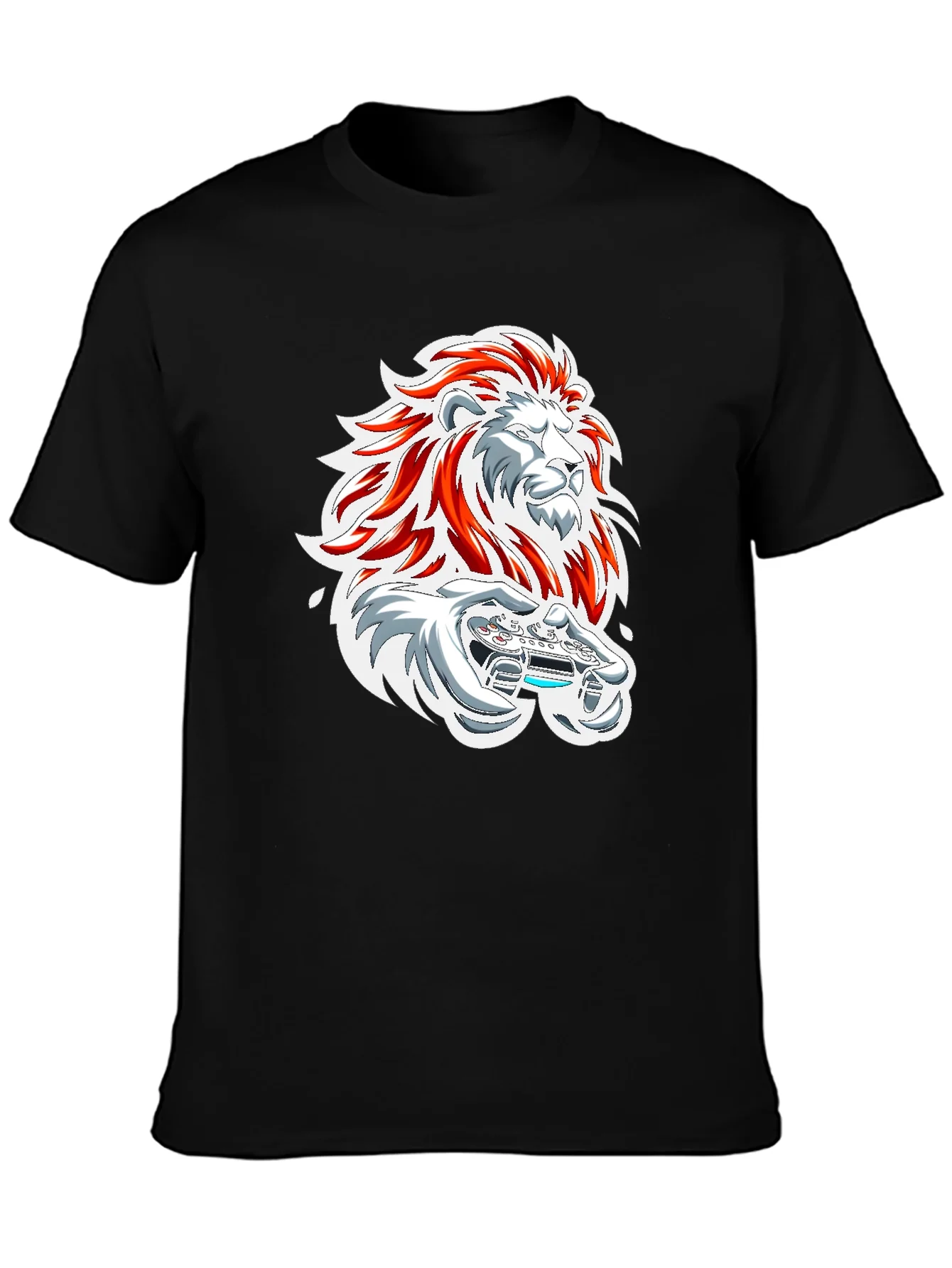 Lion Gamer Graphic Tee - Black