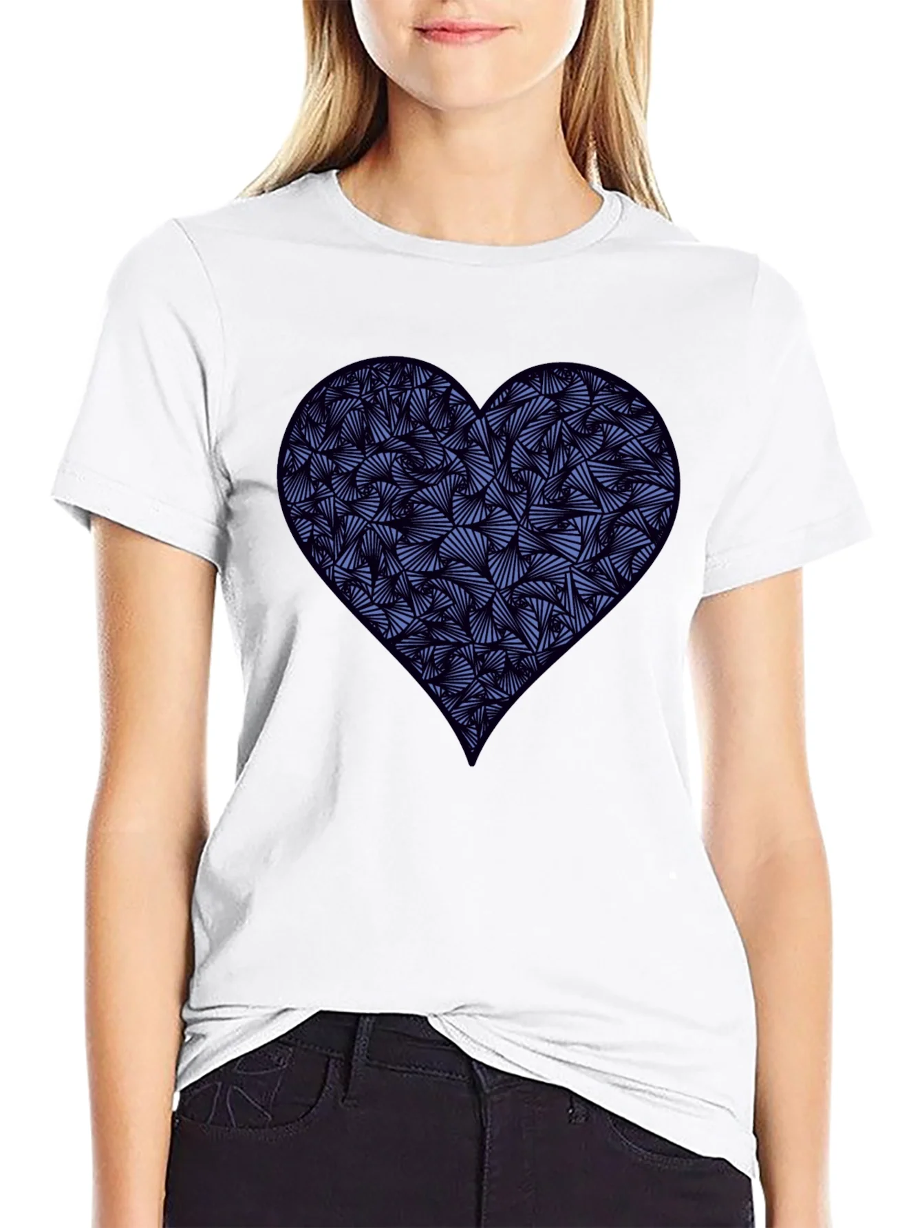 Heart Print Mens Black T-Shirt