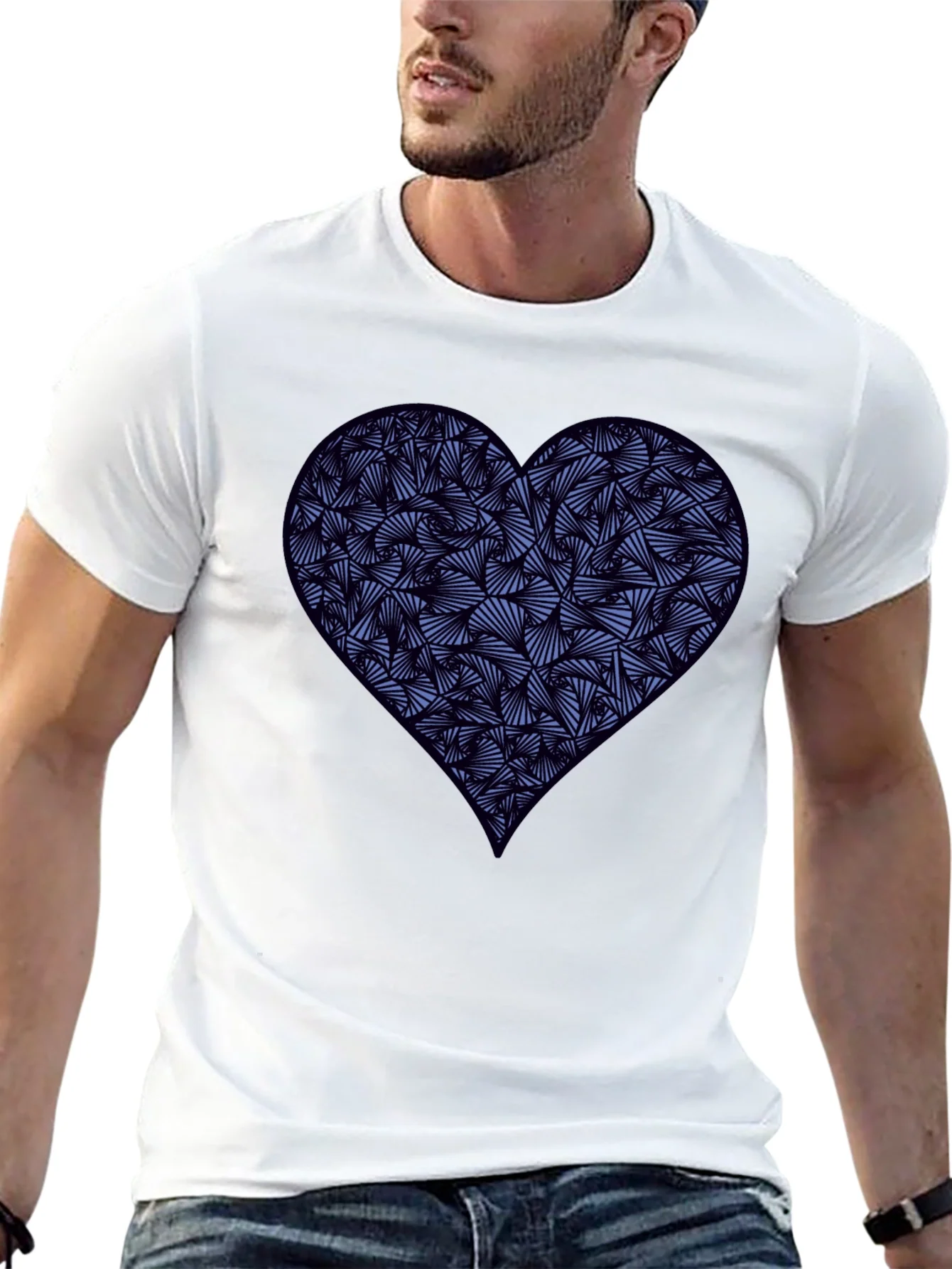 Heart Print Mens Black T-Shirt