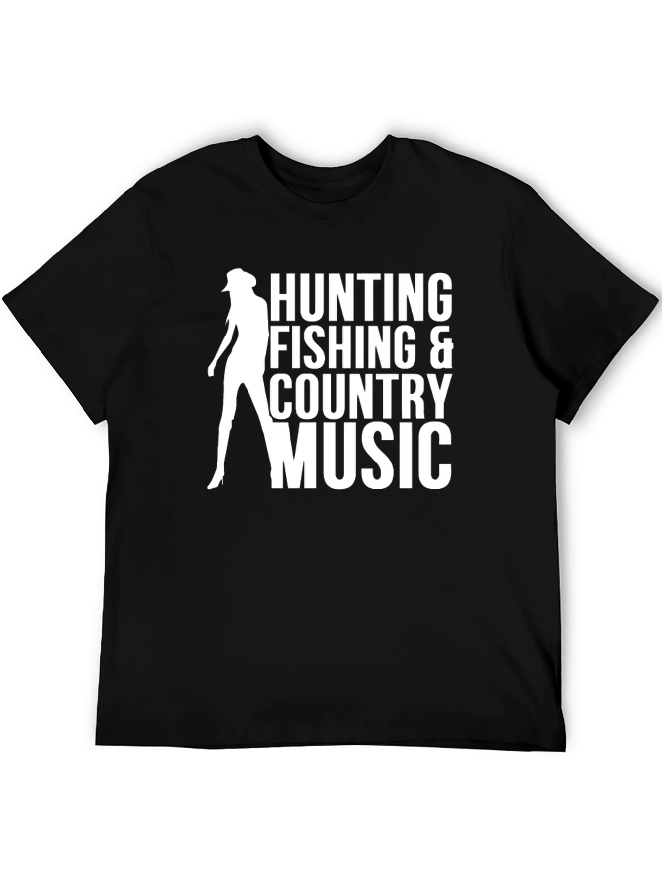 Hunting Fishing Country Music Black Graphic Tee