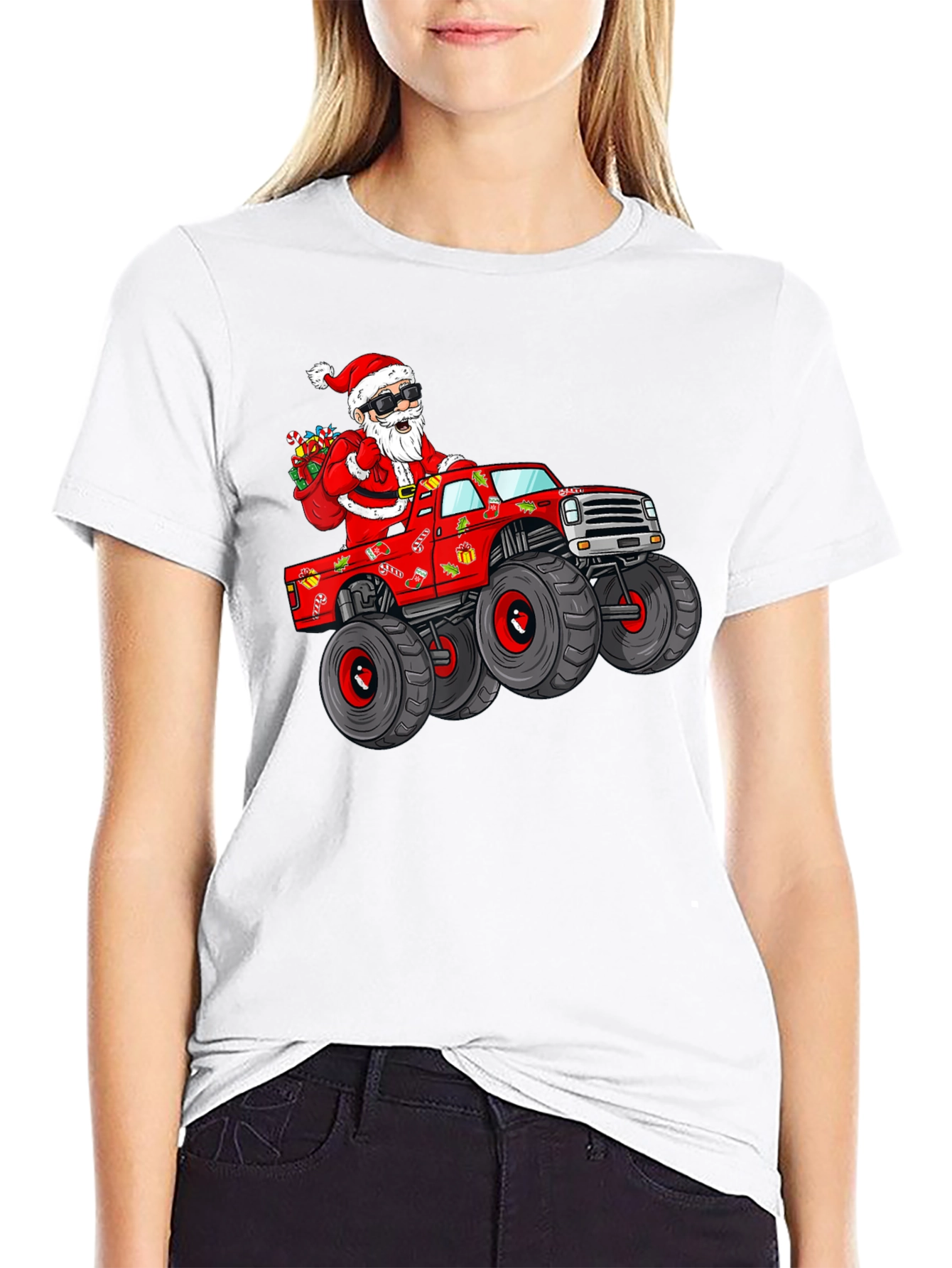 Santa Monster Truck Graphic T-Shirt
