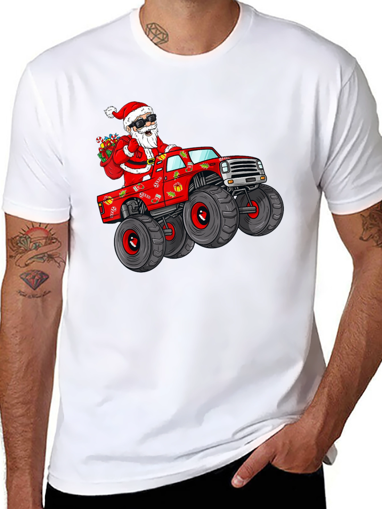 Santa Monster Truck Graphic T-Shirt