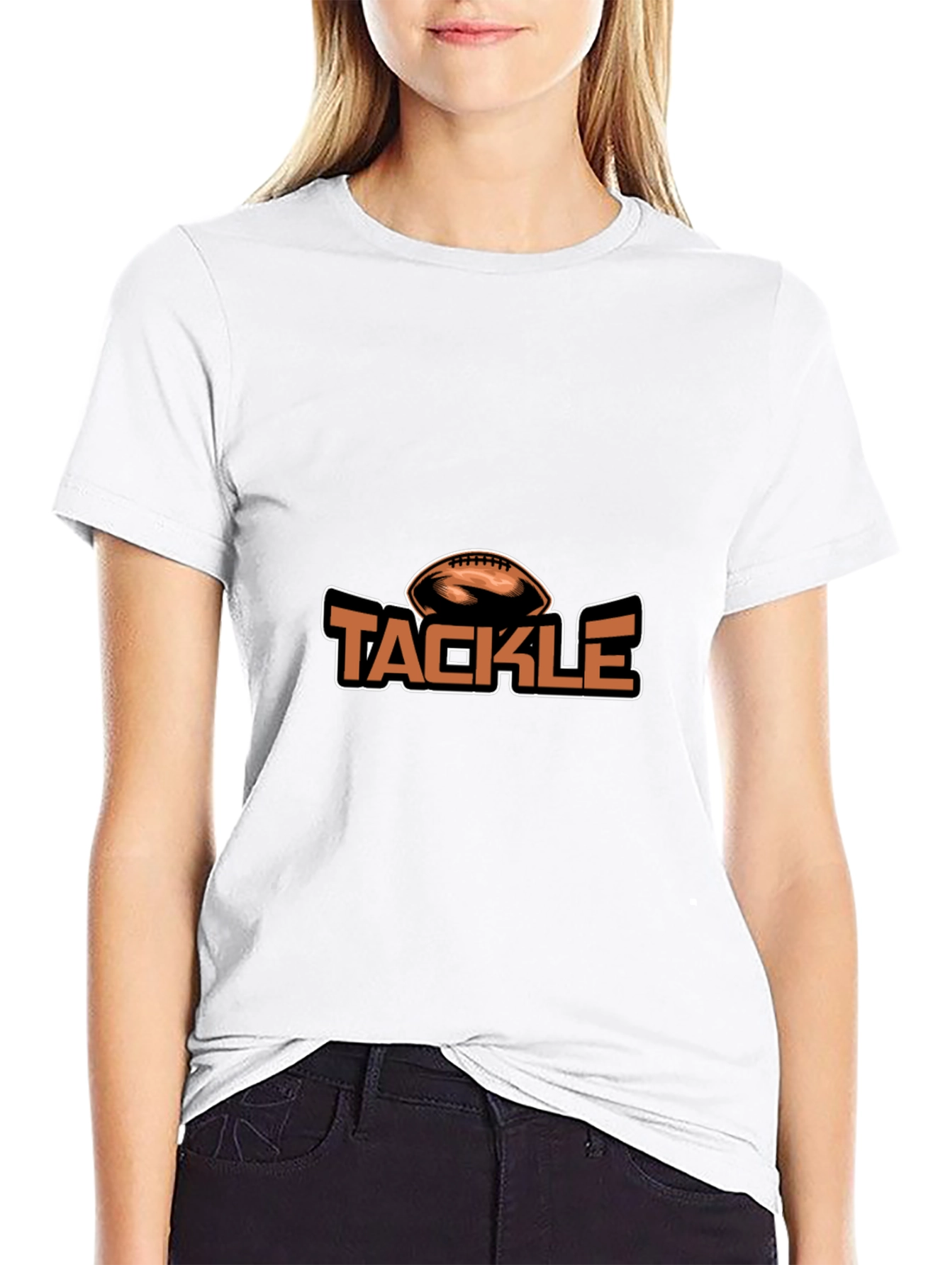 Tackle Football Graphic Tee - Black Cotton Blend
