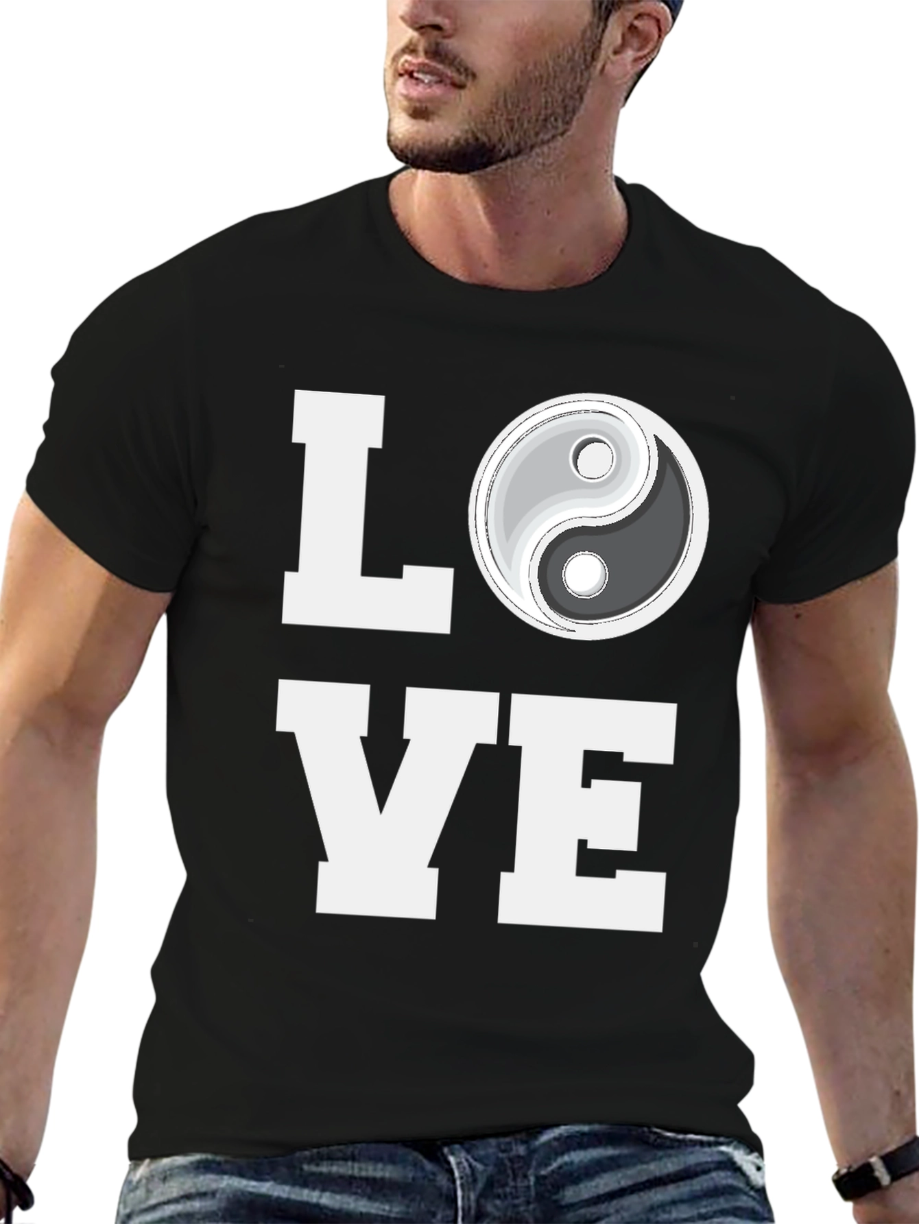 Yin Yang Love Graphic Tee - Trendy Black T-Shirt